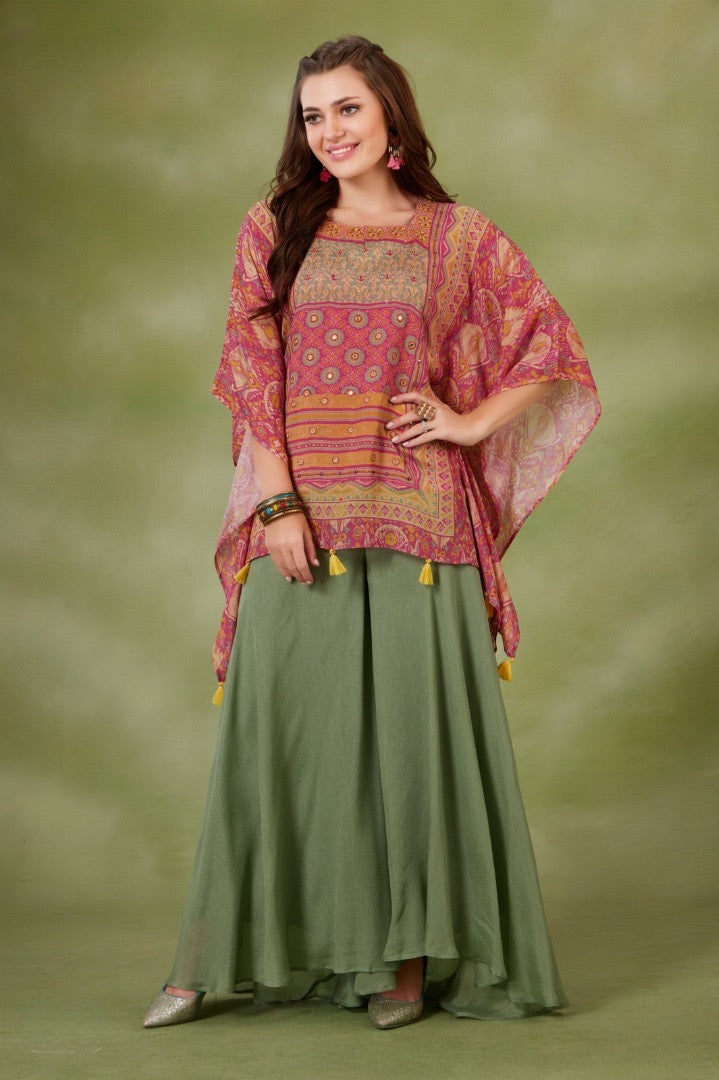 Short chiffon kaftan