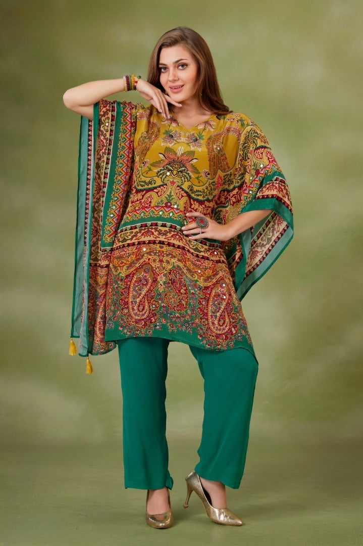 Printed Short chiffon kaftan