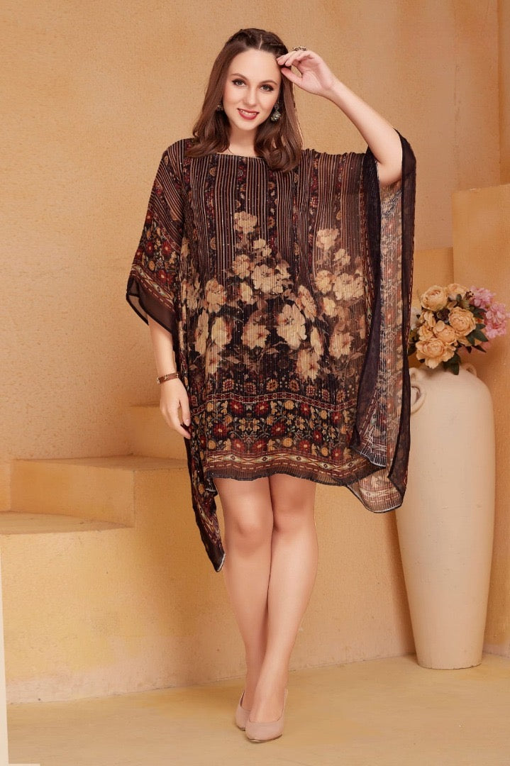 Short chiffon printed kaftan