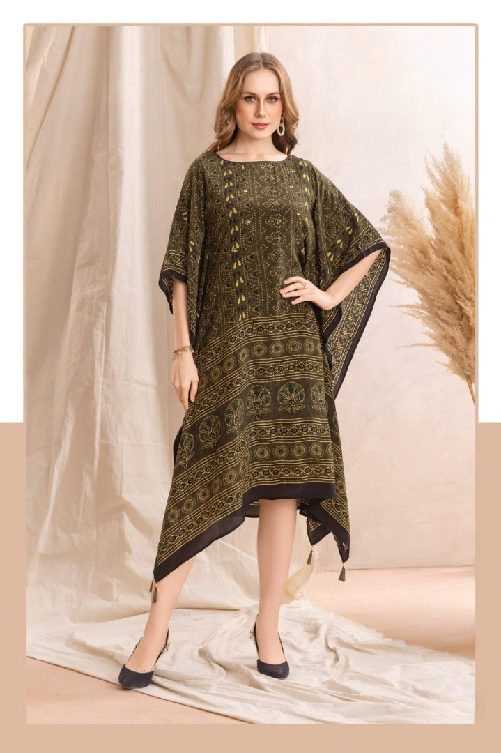 Viscose Chiffon long printed kaftan