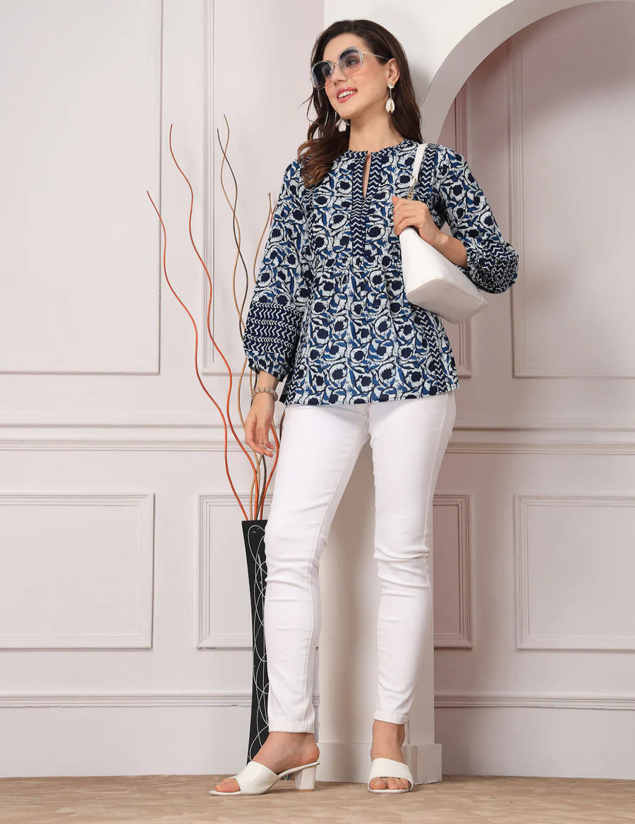 Blue indigo short kurti