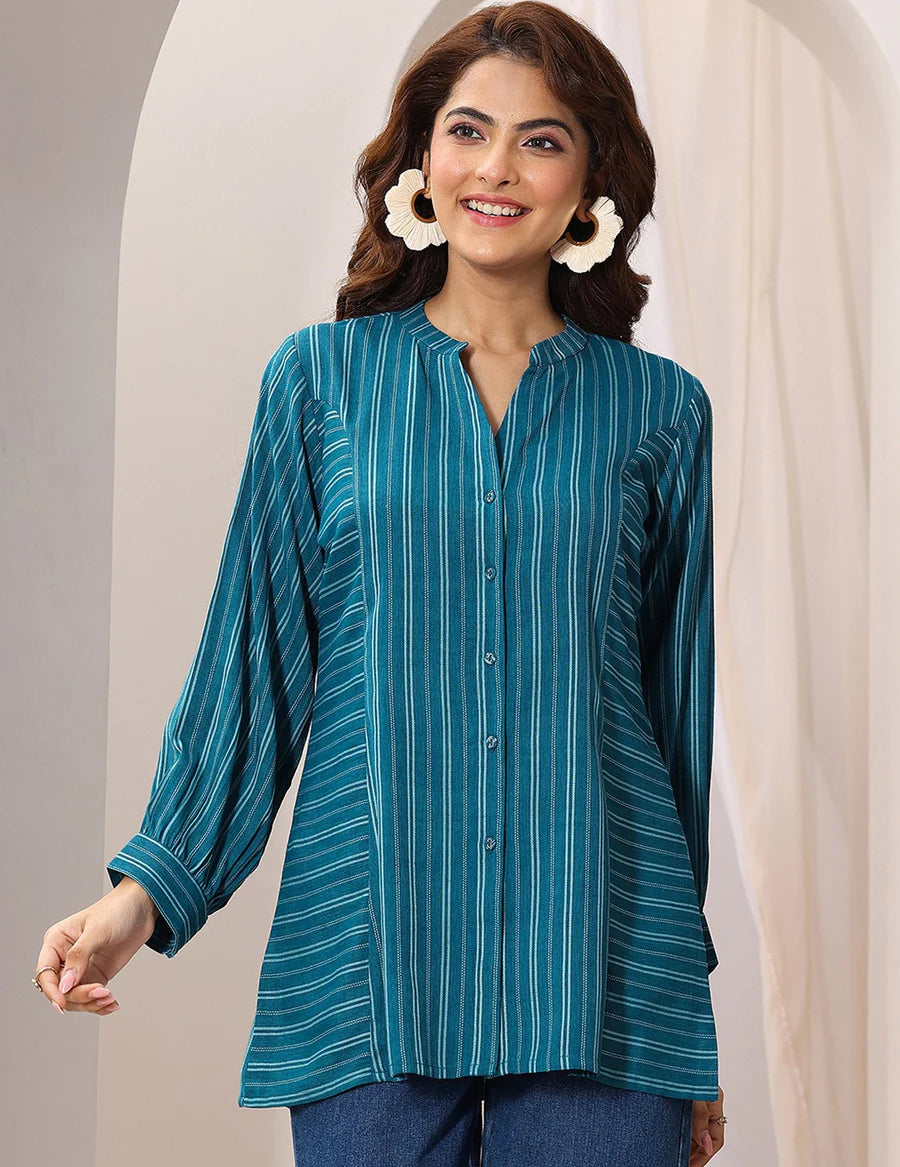 Blue shirt short kurti