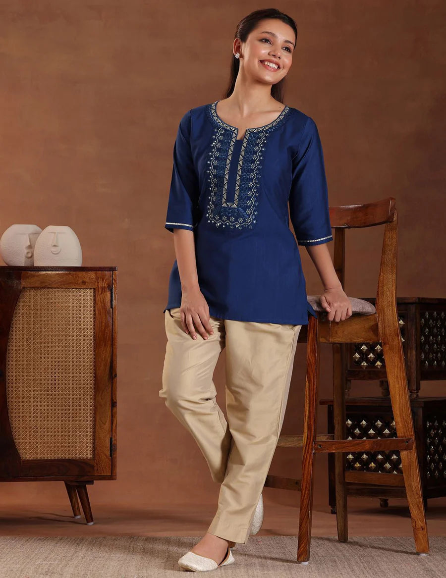 Dark blue short kurti