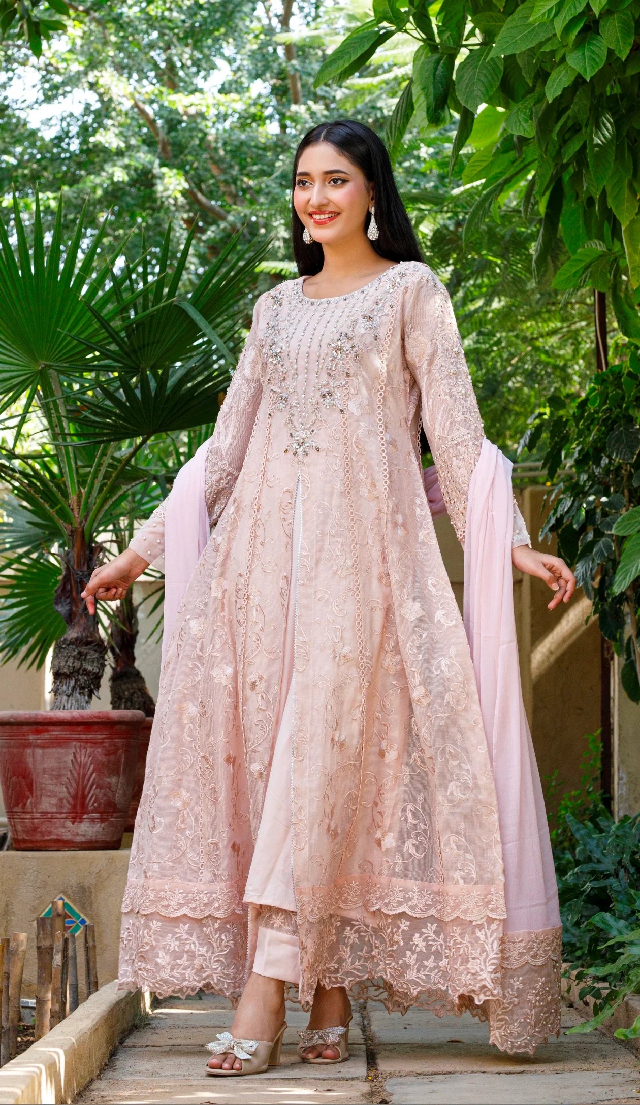Baby Pink Lace Anarkali