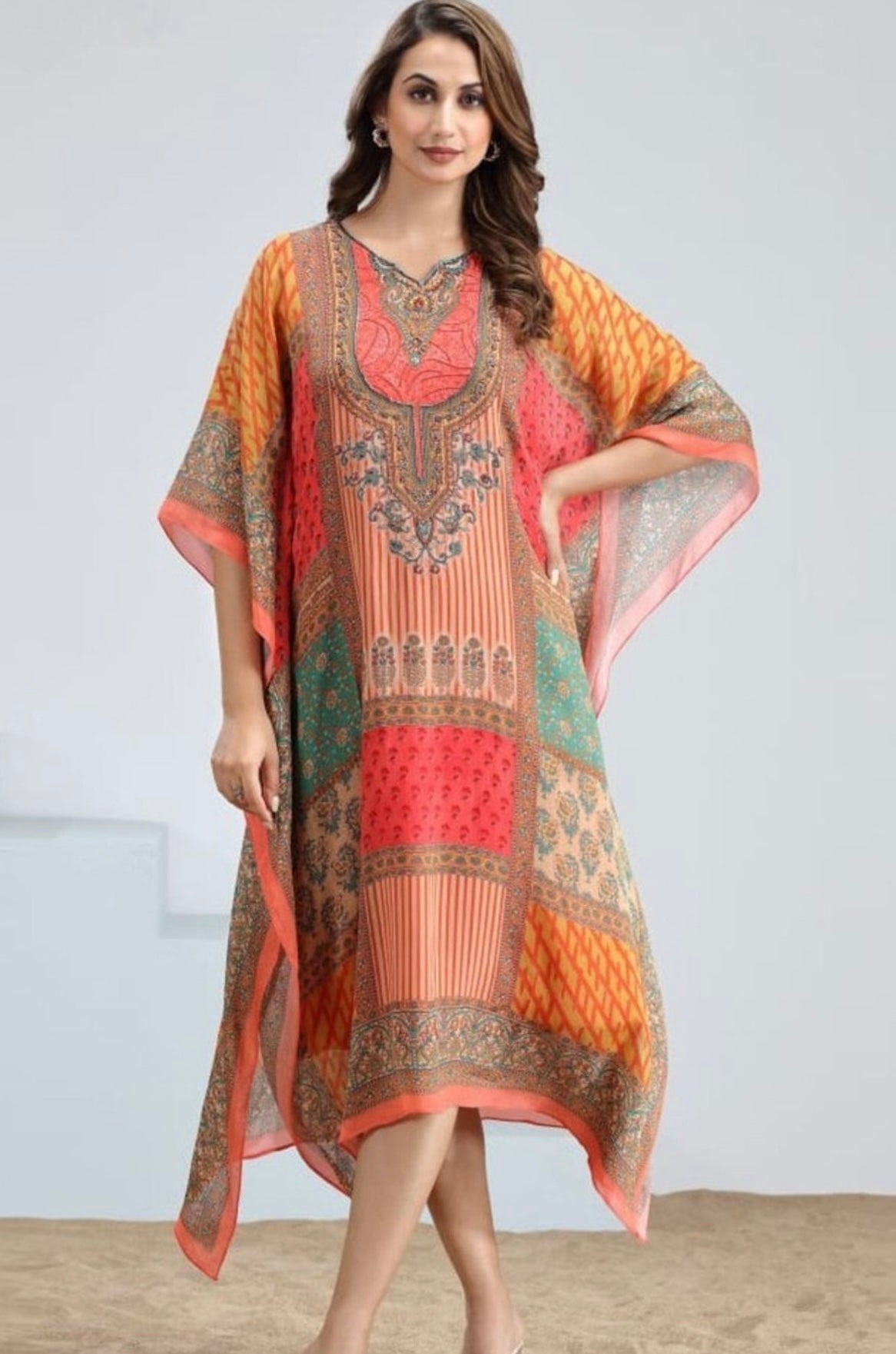 Floral Long Printed Kaftan