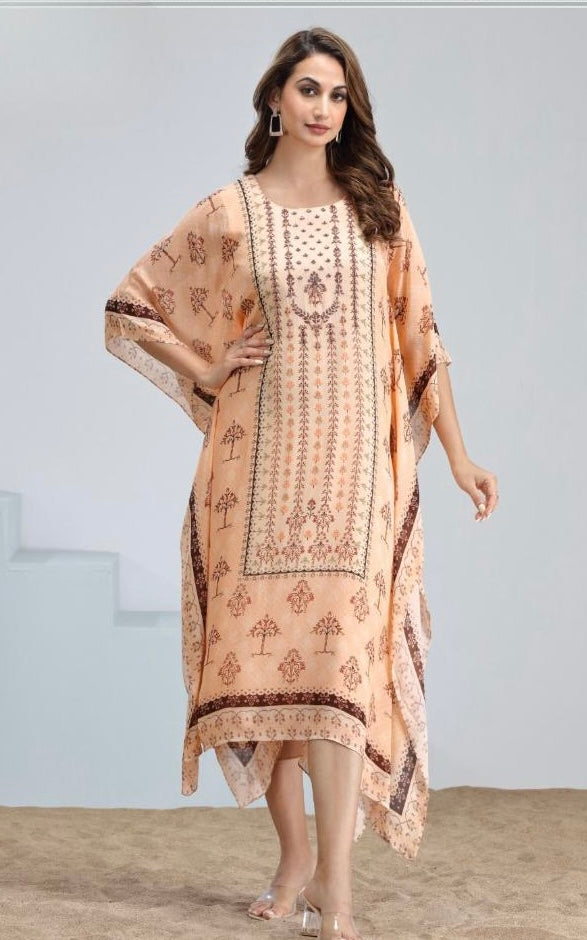 Floral Yellow Printed Kaftan