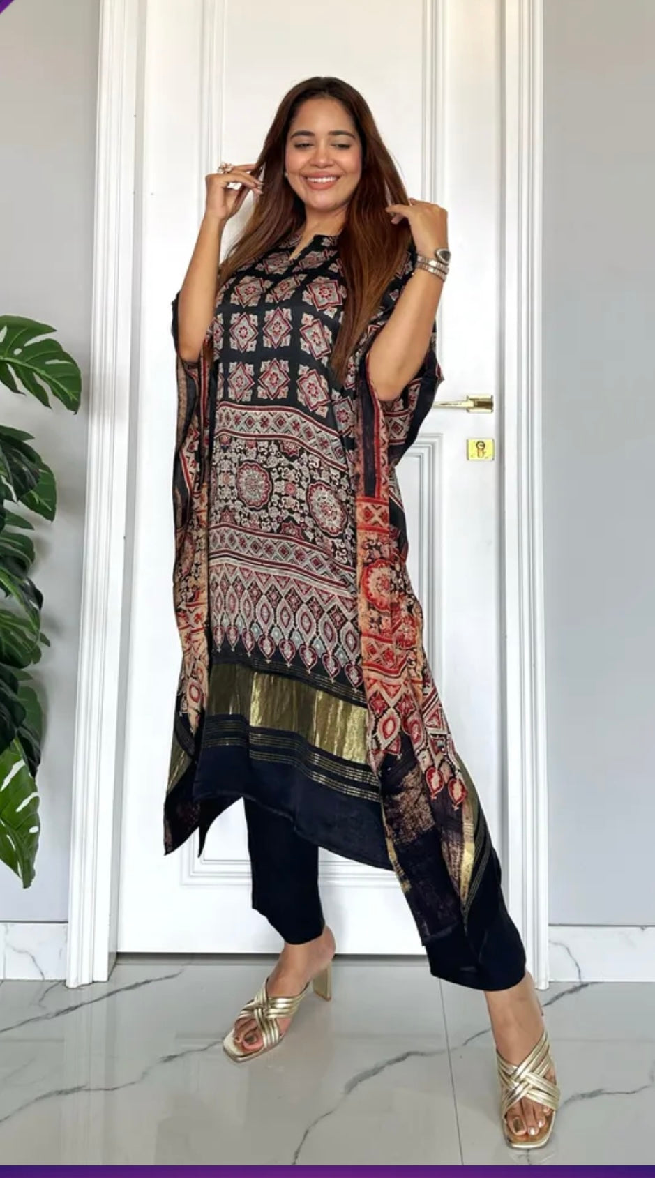 Black Ajrak Kaftan set