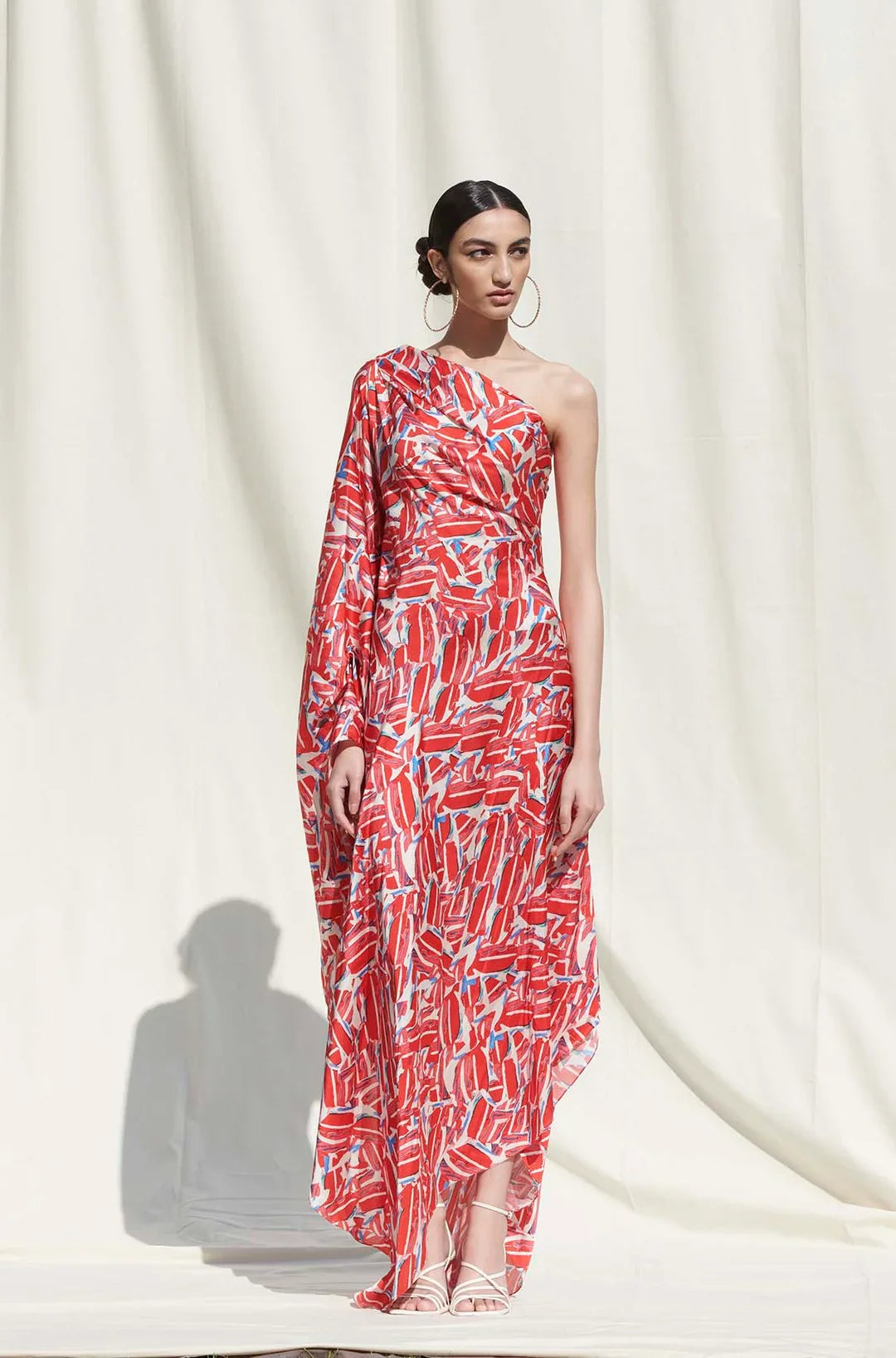 Bold Abstract One-Shoulder  Indo western