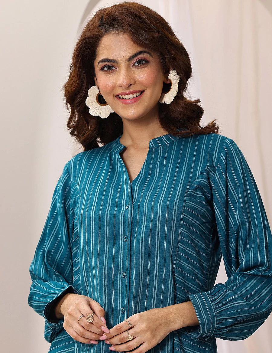 Blue shirt short kurti