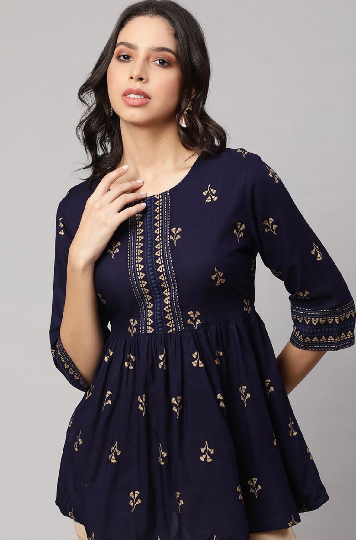Blue Peplum short kurti