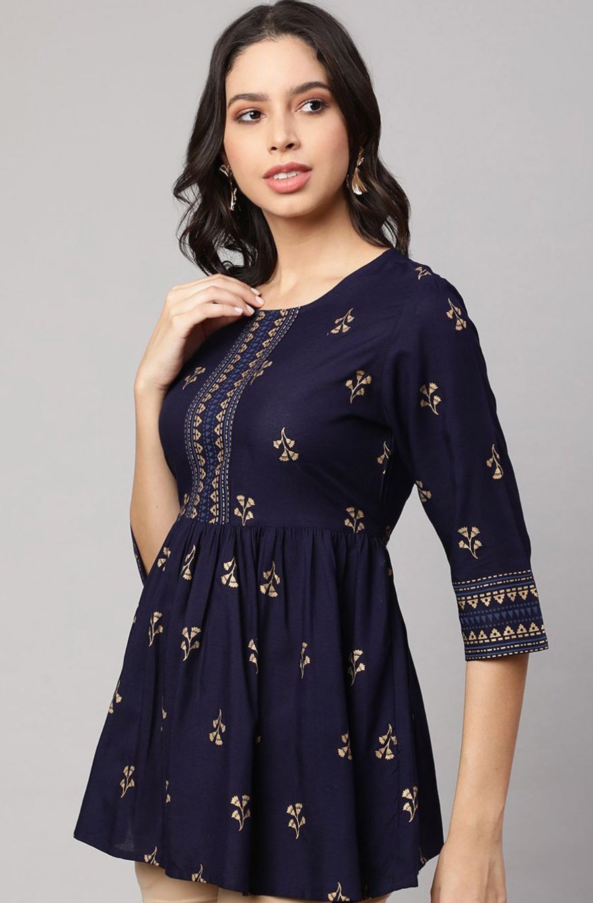 Blue Peplum short kurti