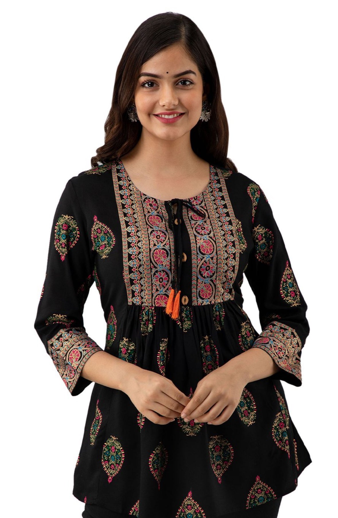 Black silk short kurtI (Summer friendly fabric)