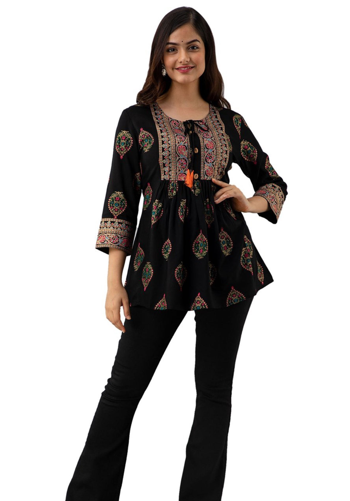 Black silk short kurtI (Summer friendly fabric)
