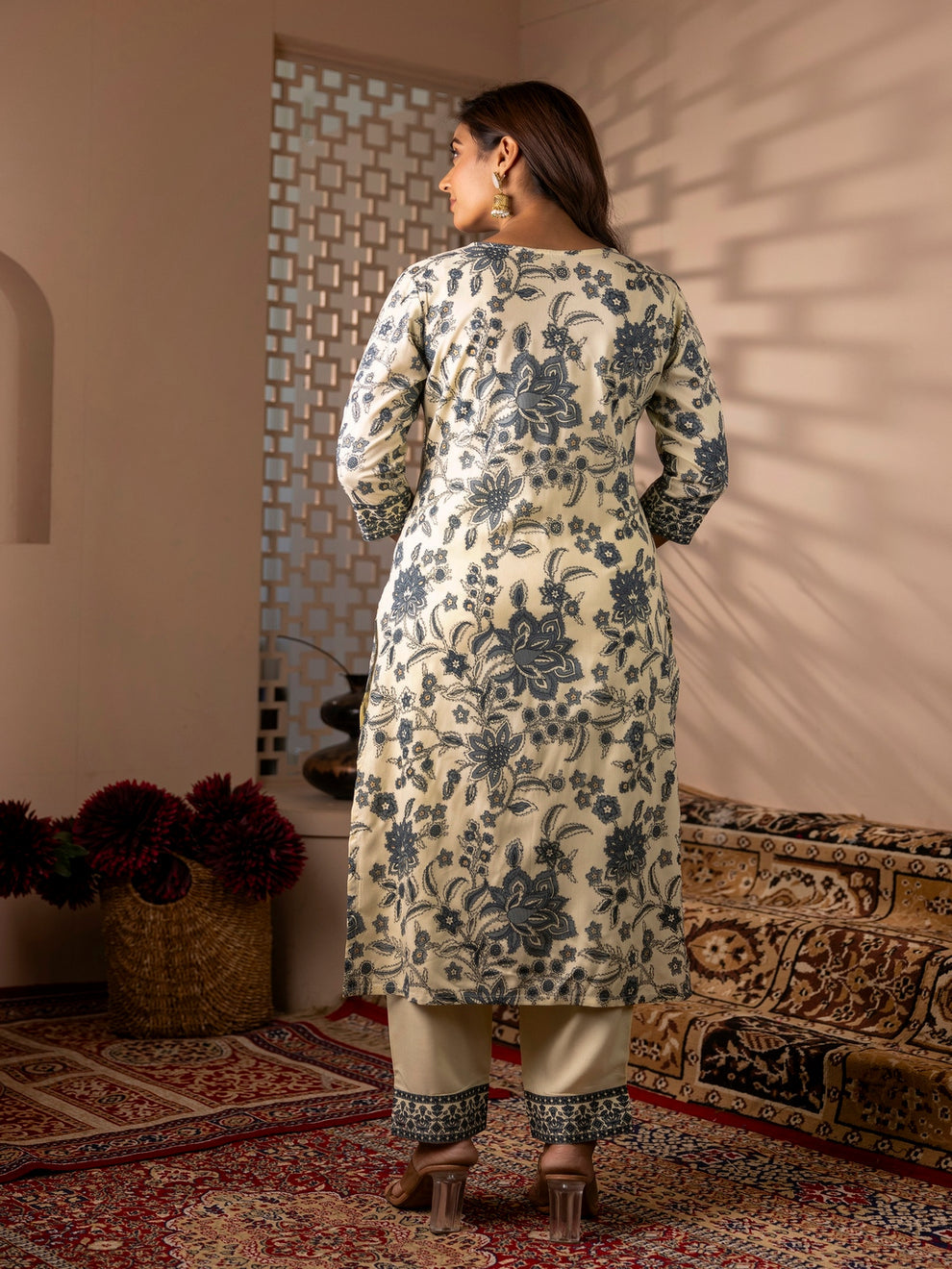 Cotton Rayon printed 3 piece kurta set (Kurta, Plazzo and Duppata)