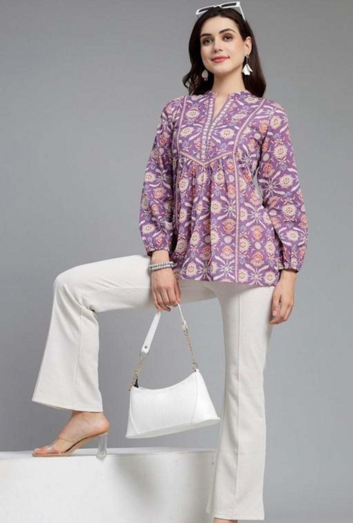 Purple printed short kurti under $30