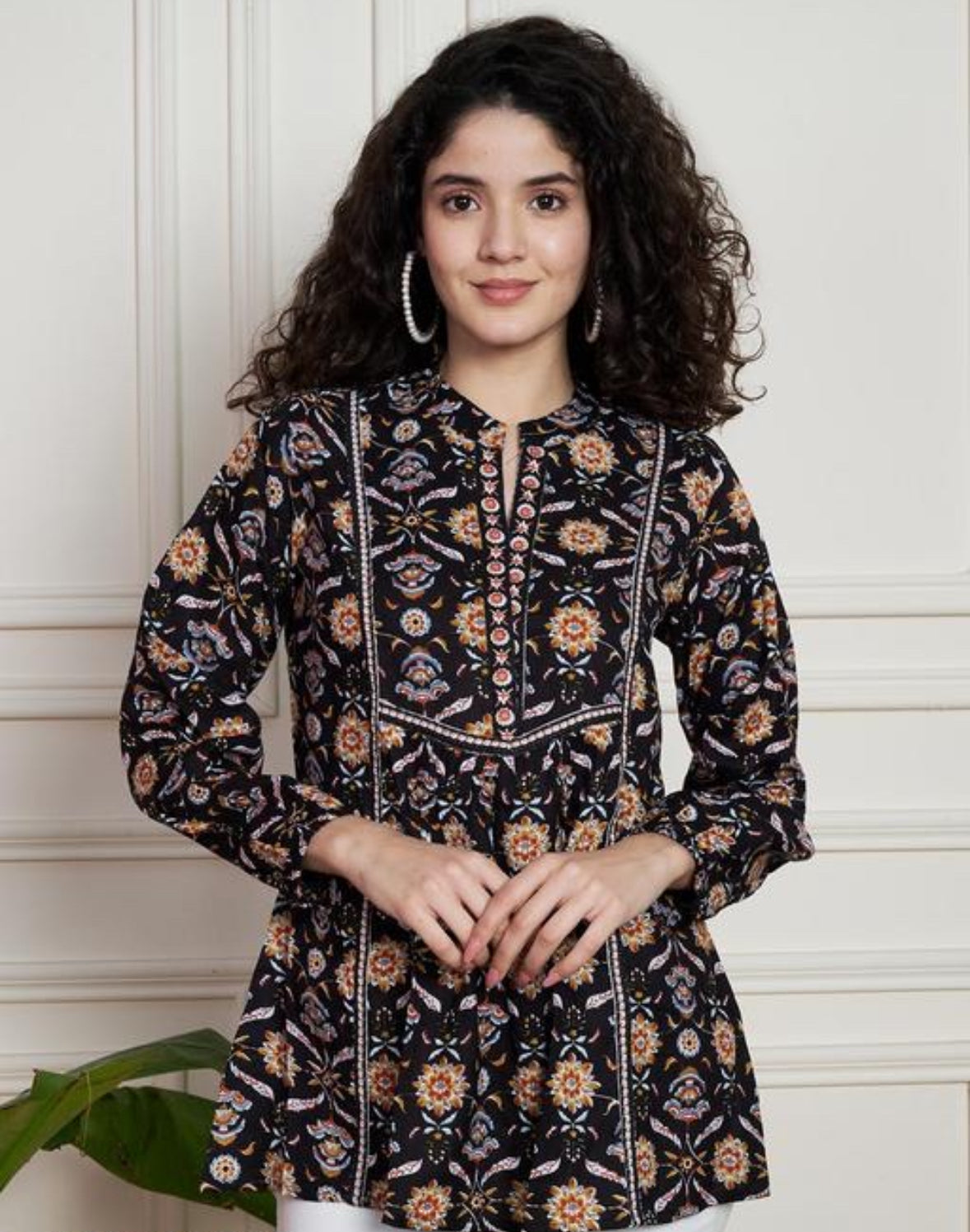 Black Printed short kurti under $30
