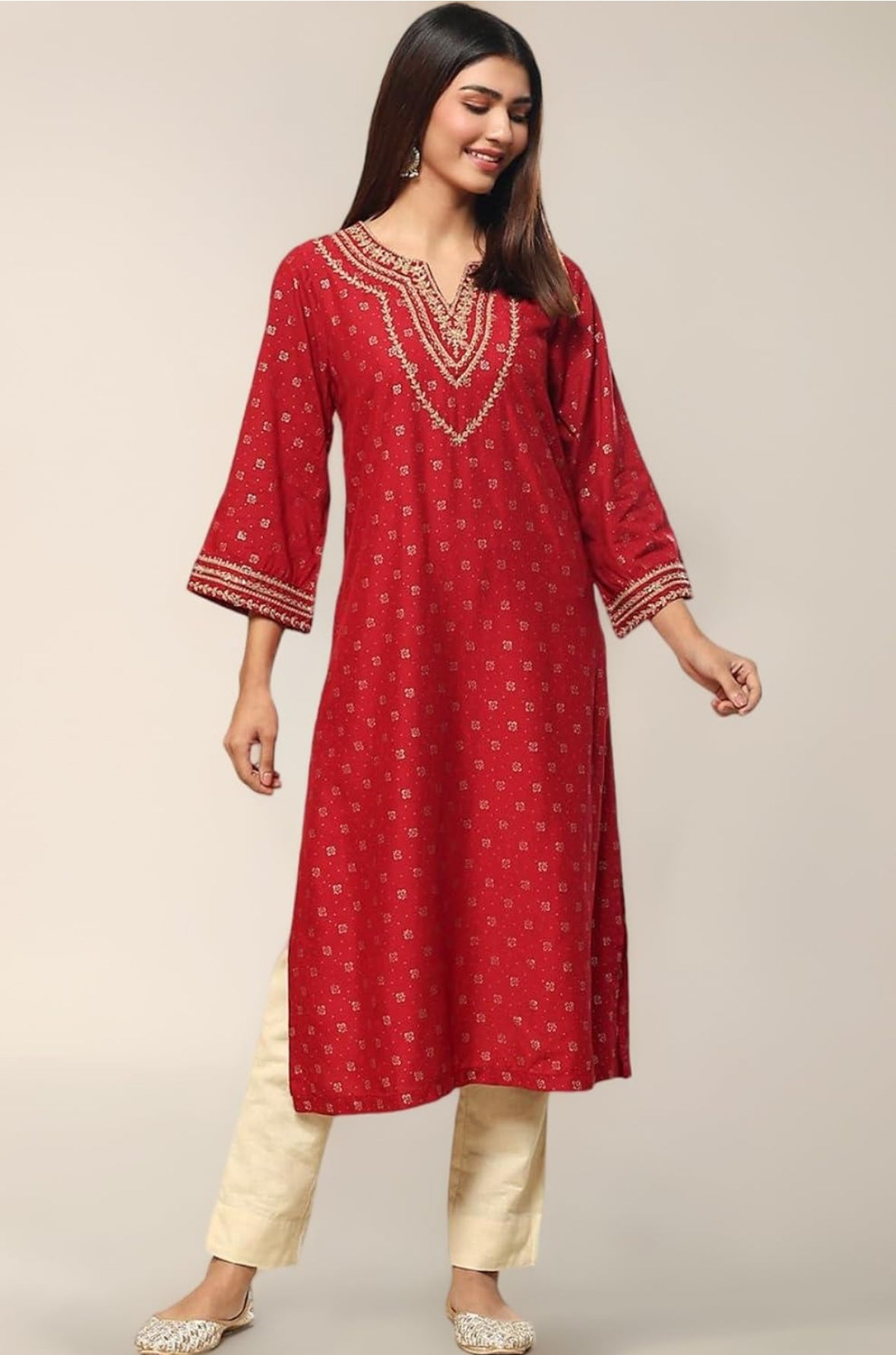 Red and Golden kurta set