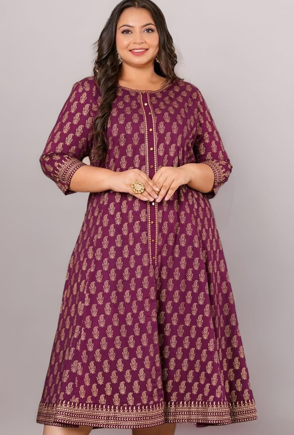 Silk Anarkali with gold motifs
