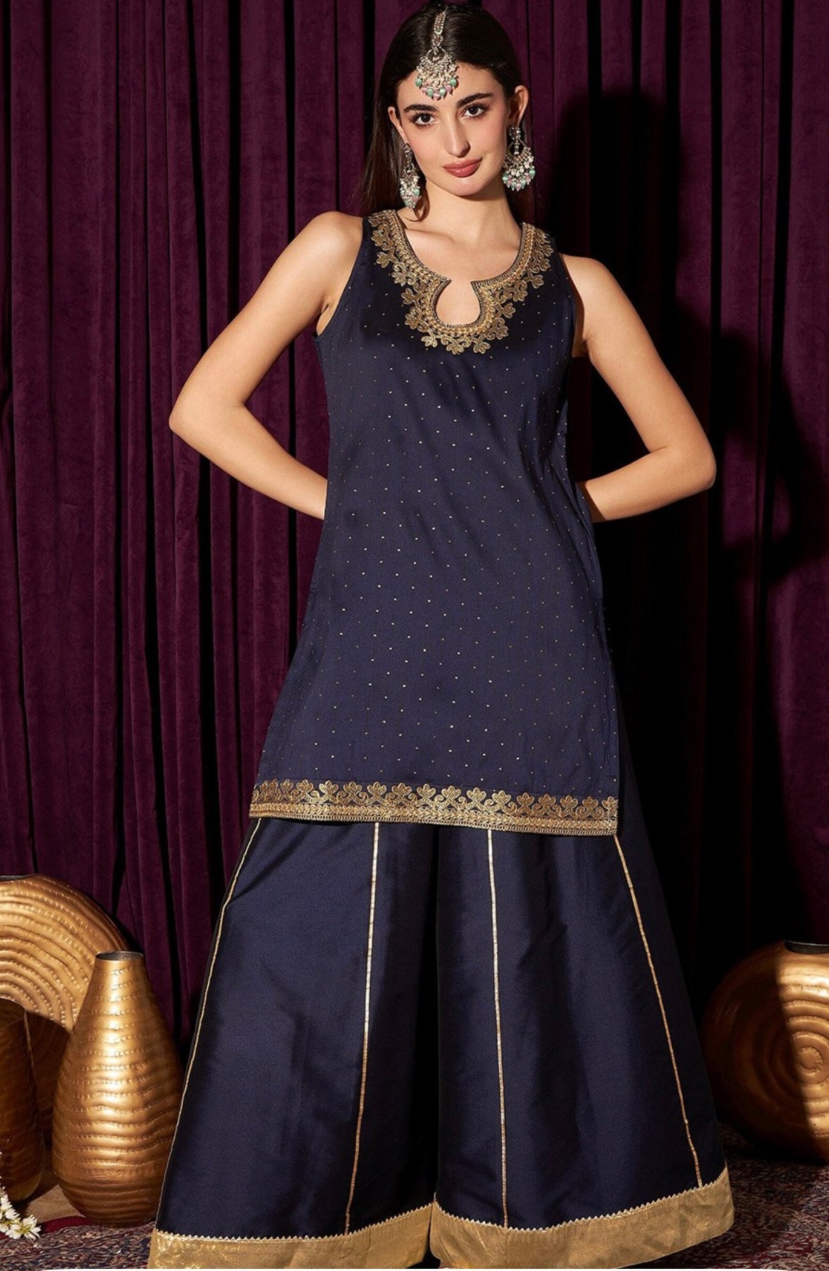 3 piece silk plazzo set
