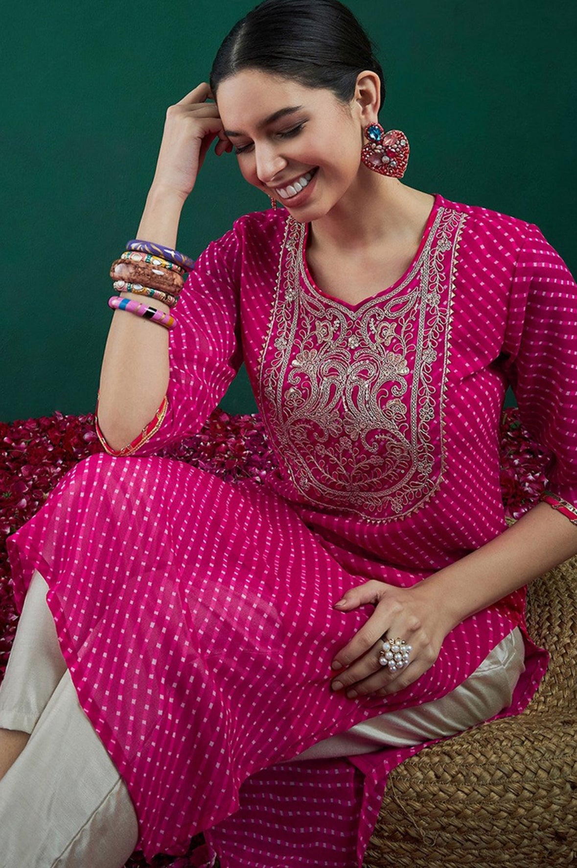 Pink long kurti