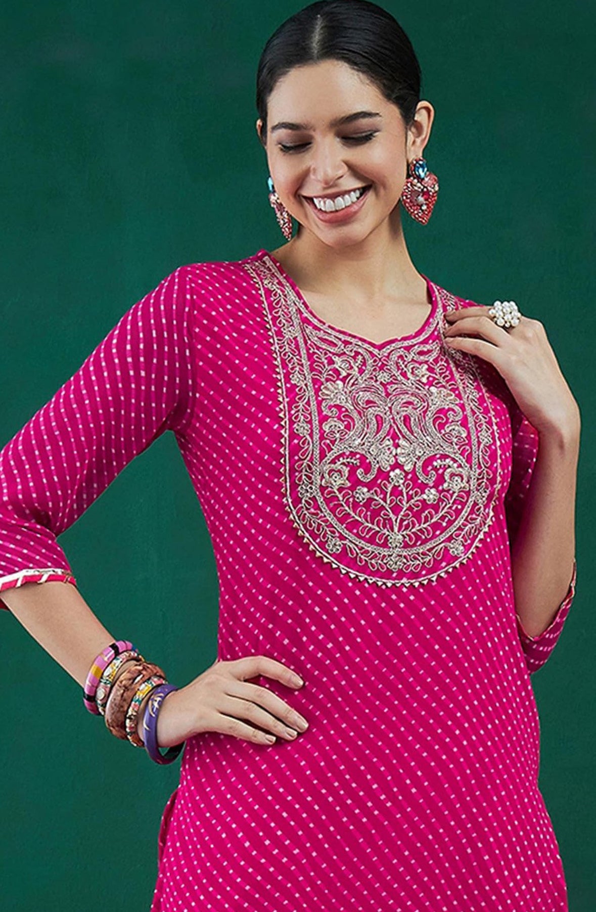 Pink long kurti