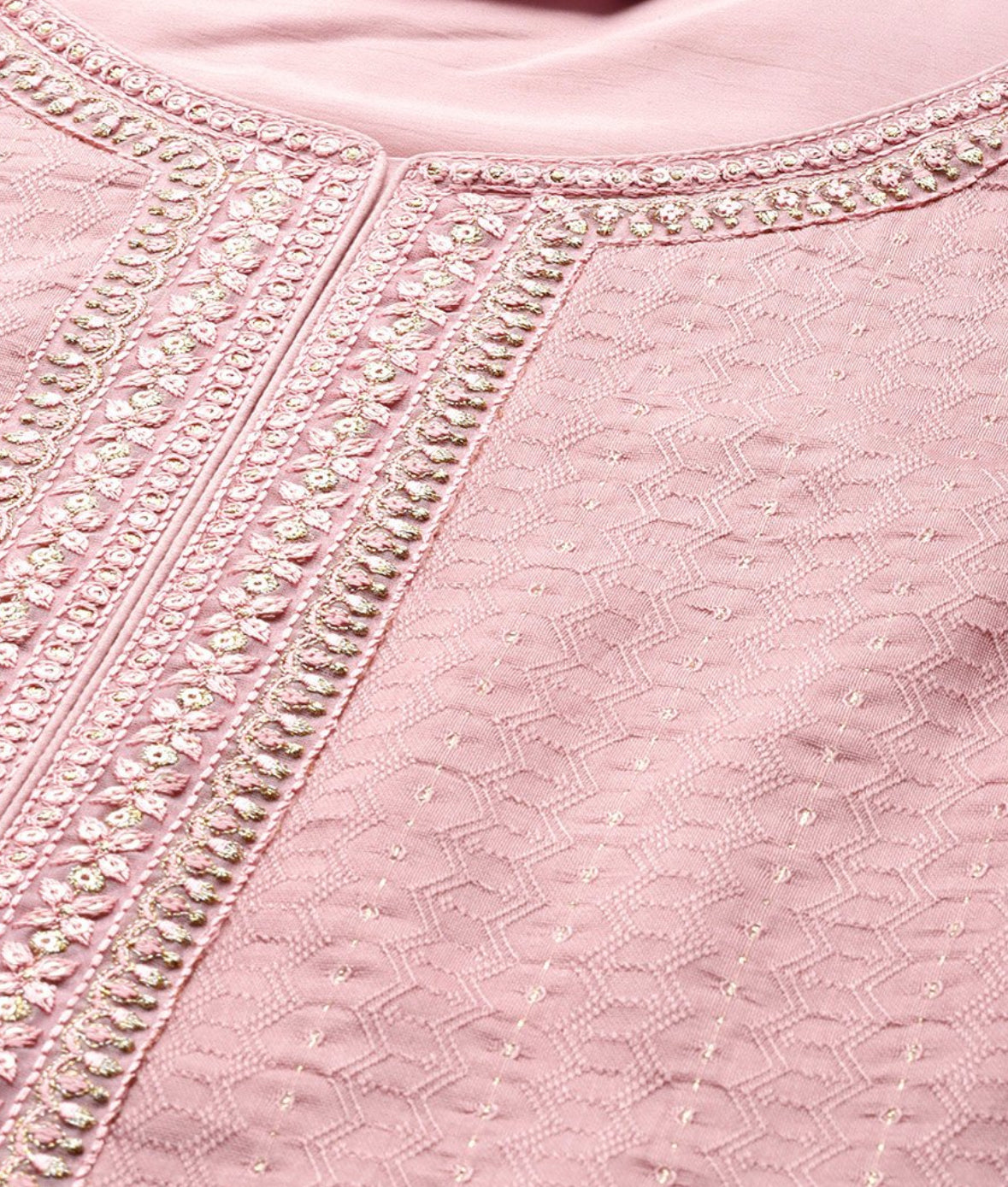 Pink silk long kurta