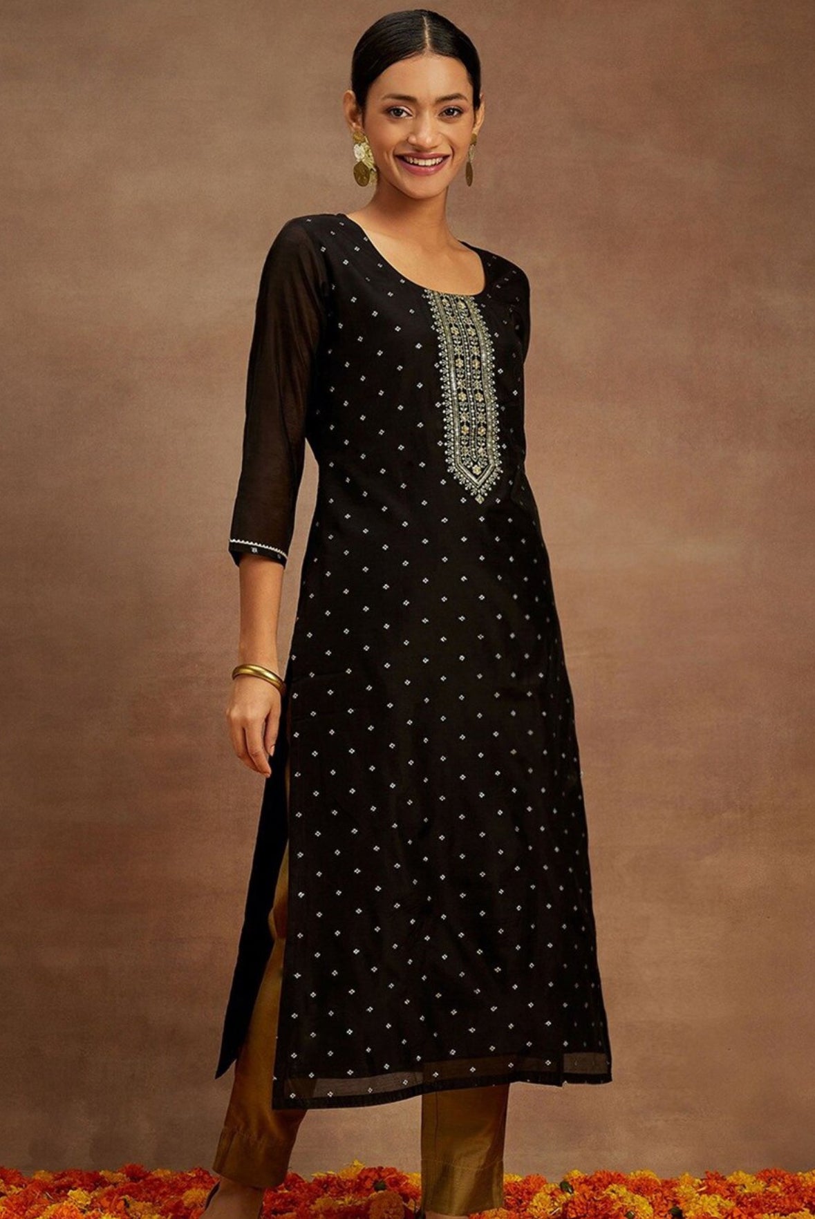 Chiffon black kurta