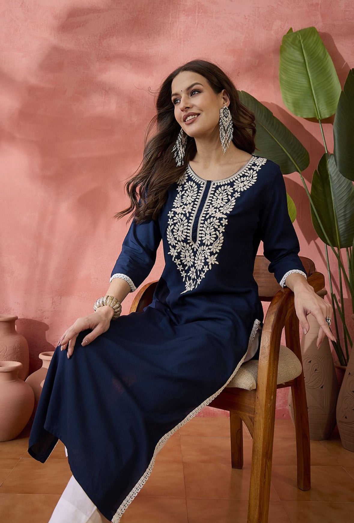 Kashmiri Threadwork Long Kurta