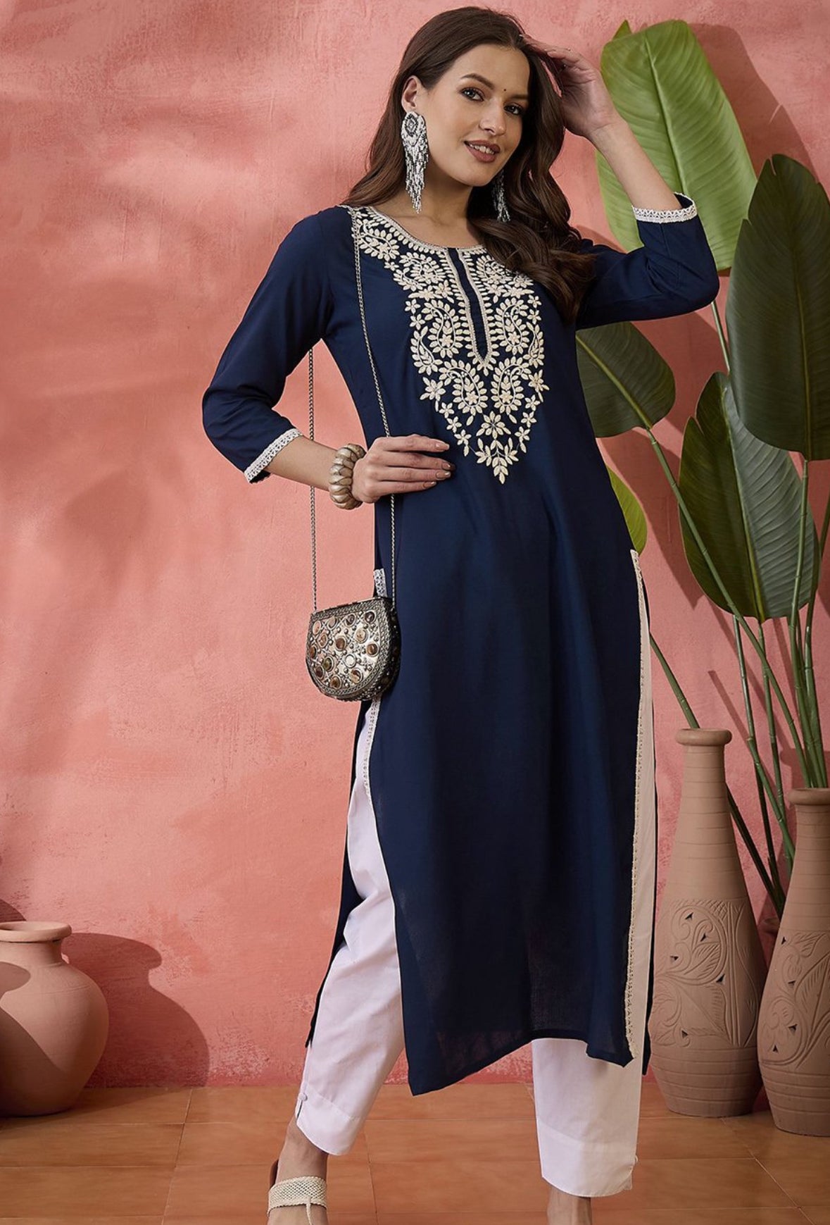 Kashmiri Threadwork Long Kurta