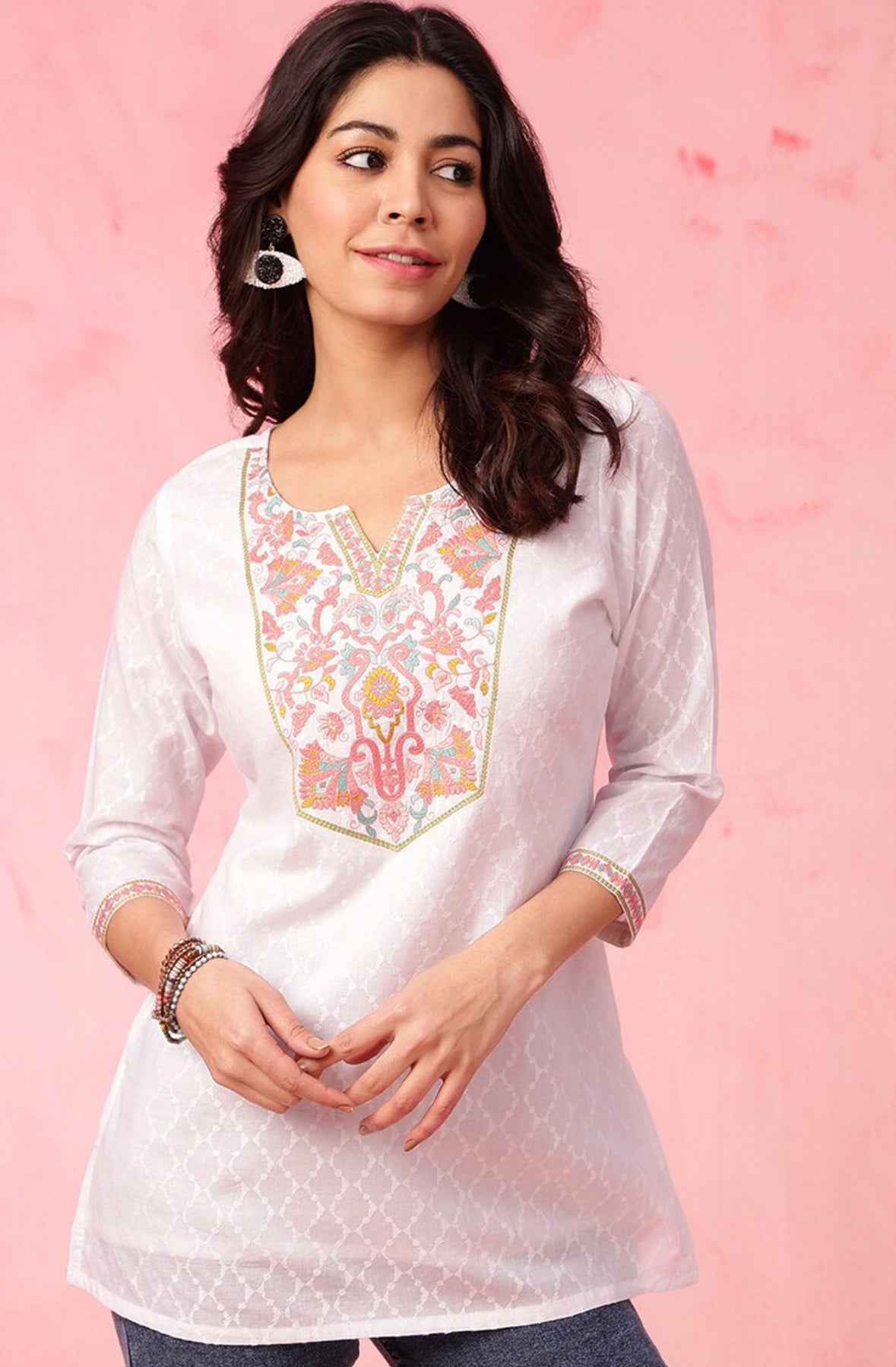 Kashmiri thread work short kurti