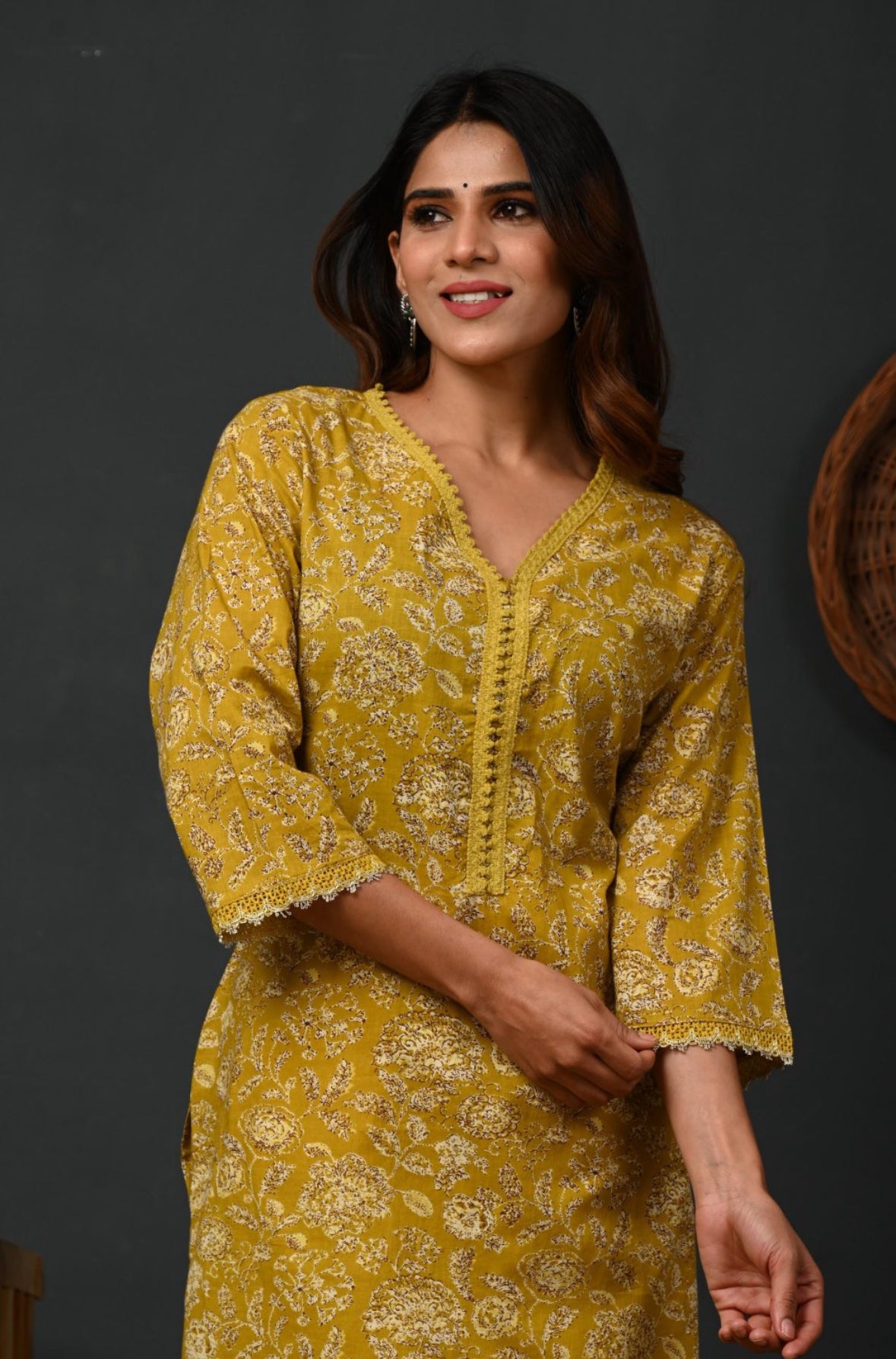 Yellow Cotton long kurta