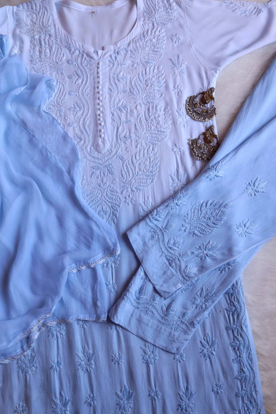 Georgette 3-piece Lucknowi threadwork suit set