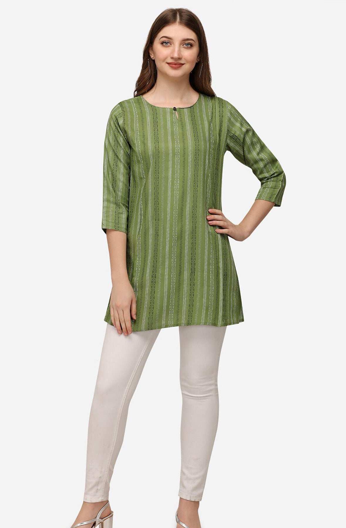 Green cotton short kurti