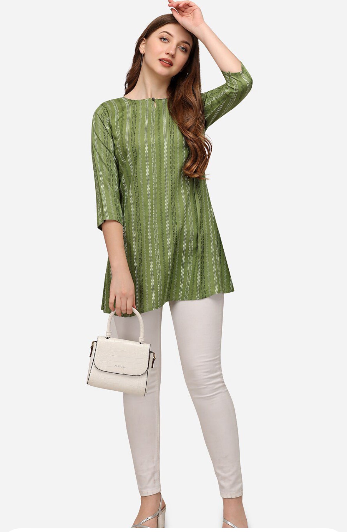 Green cotton short kurti