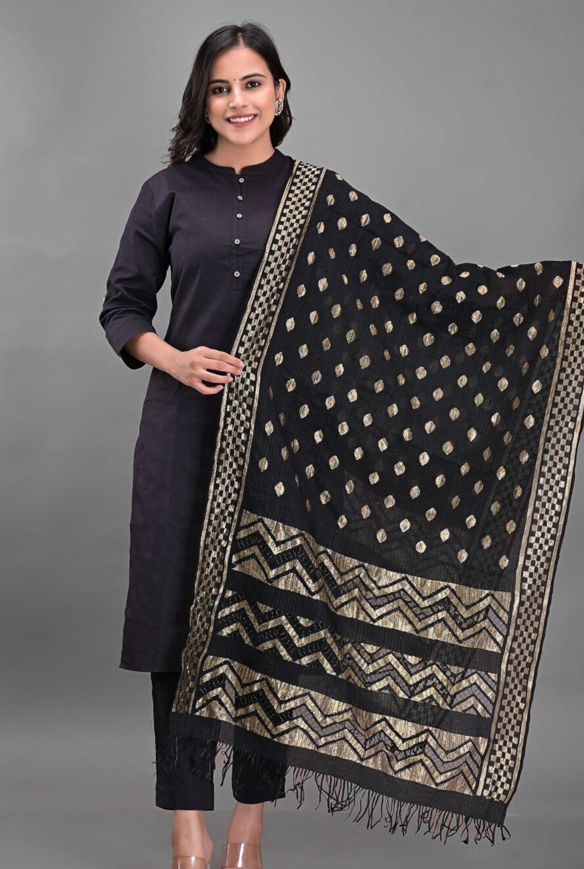 Black silk dupatta