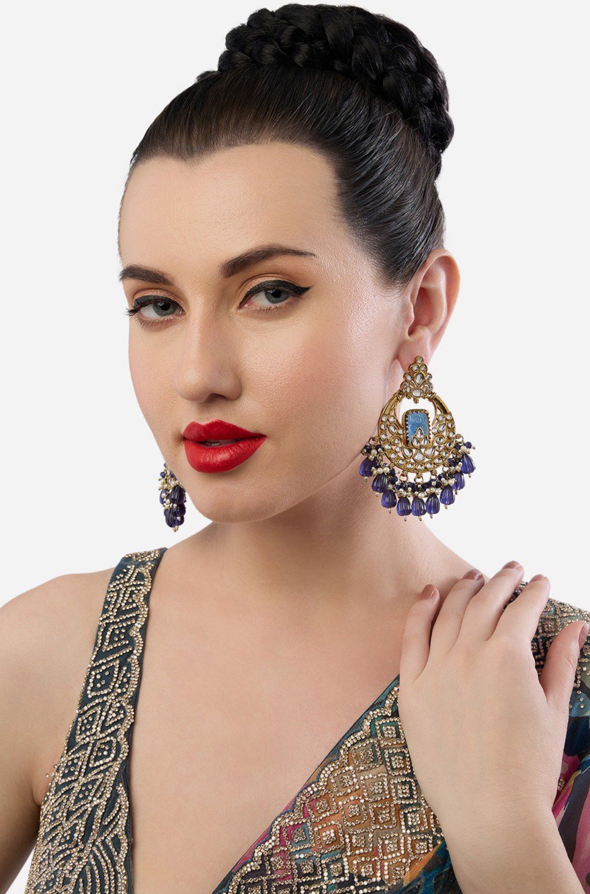 Sapphire crystal jumka earrings