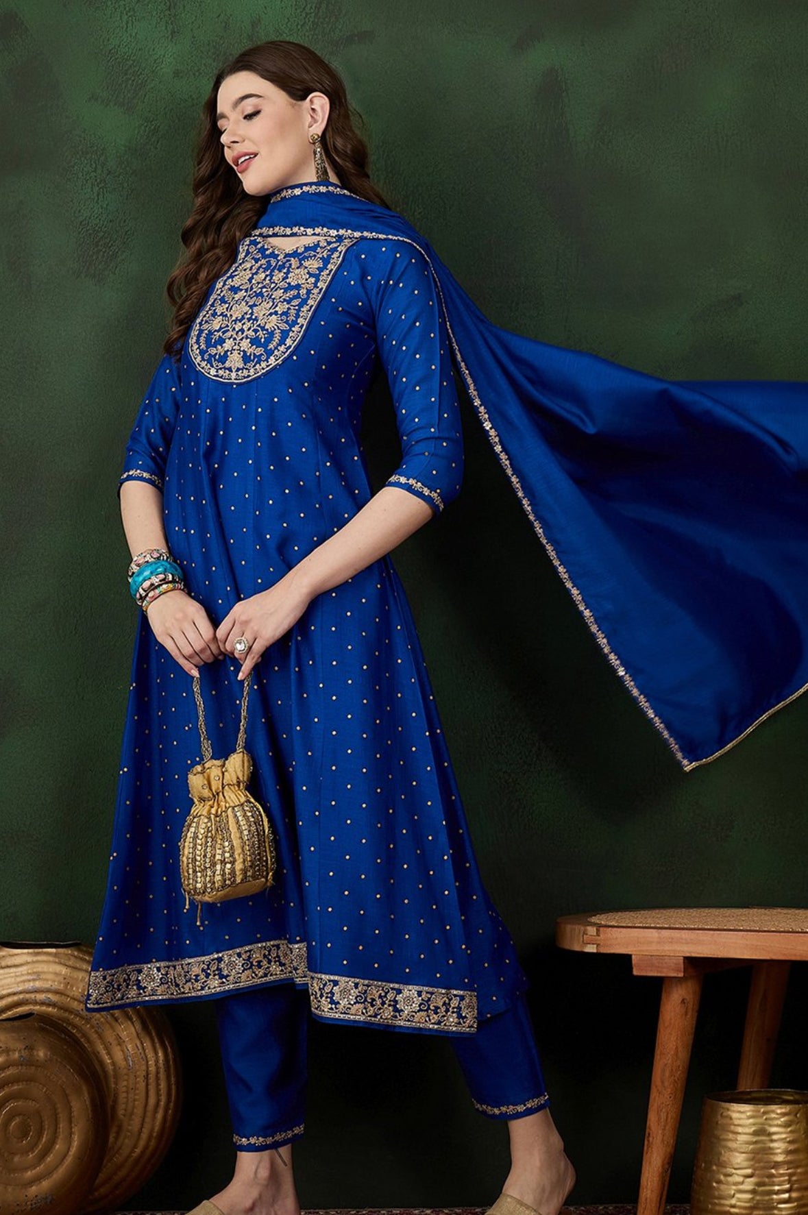 Blue silk Anarkali
