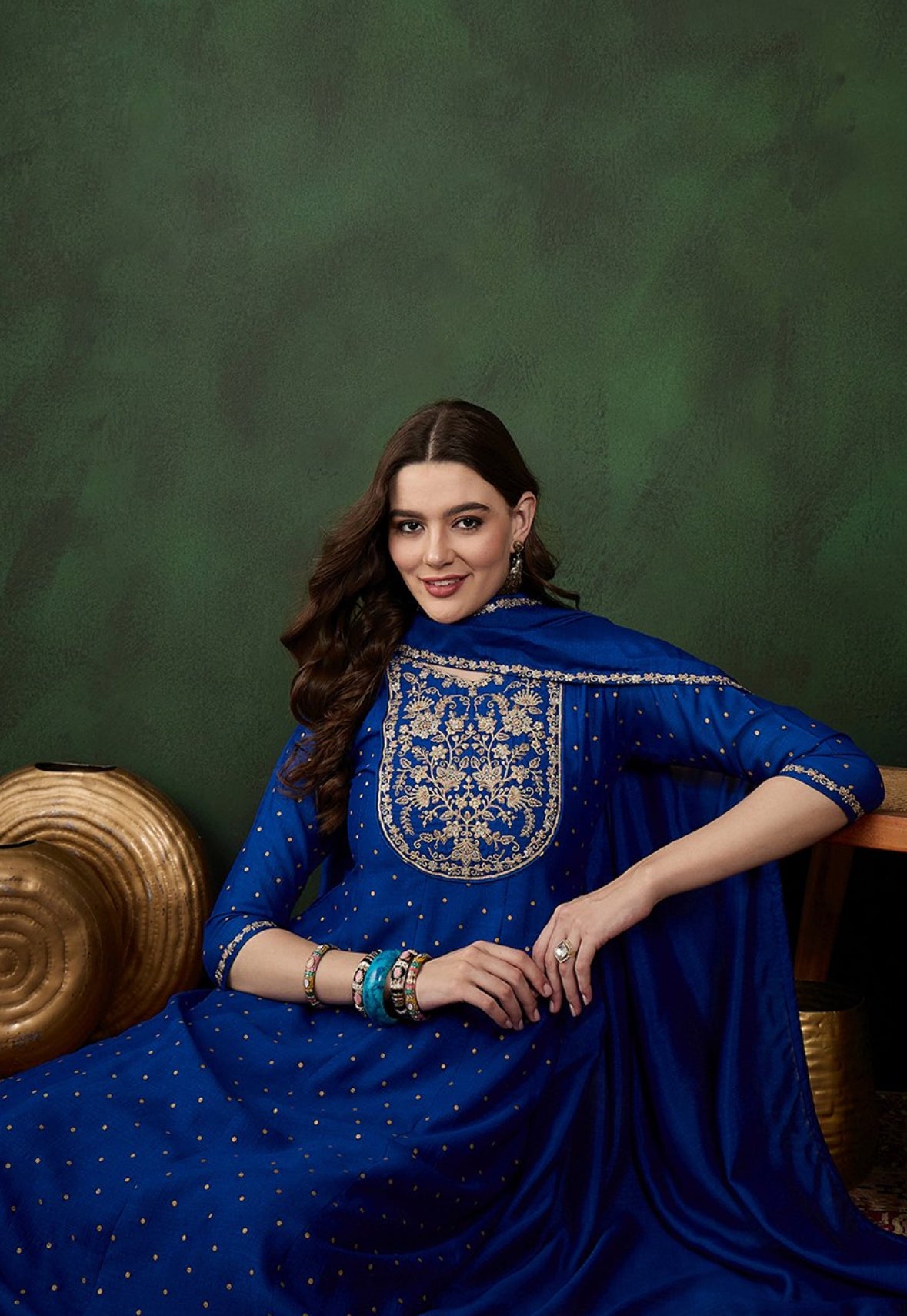 Blue silk Anarkali
