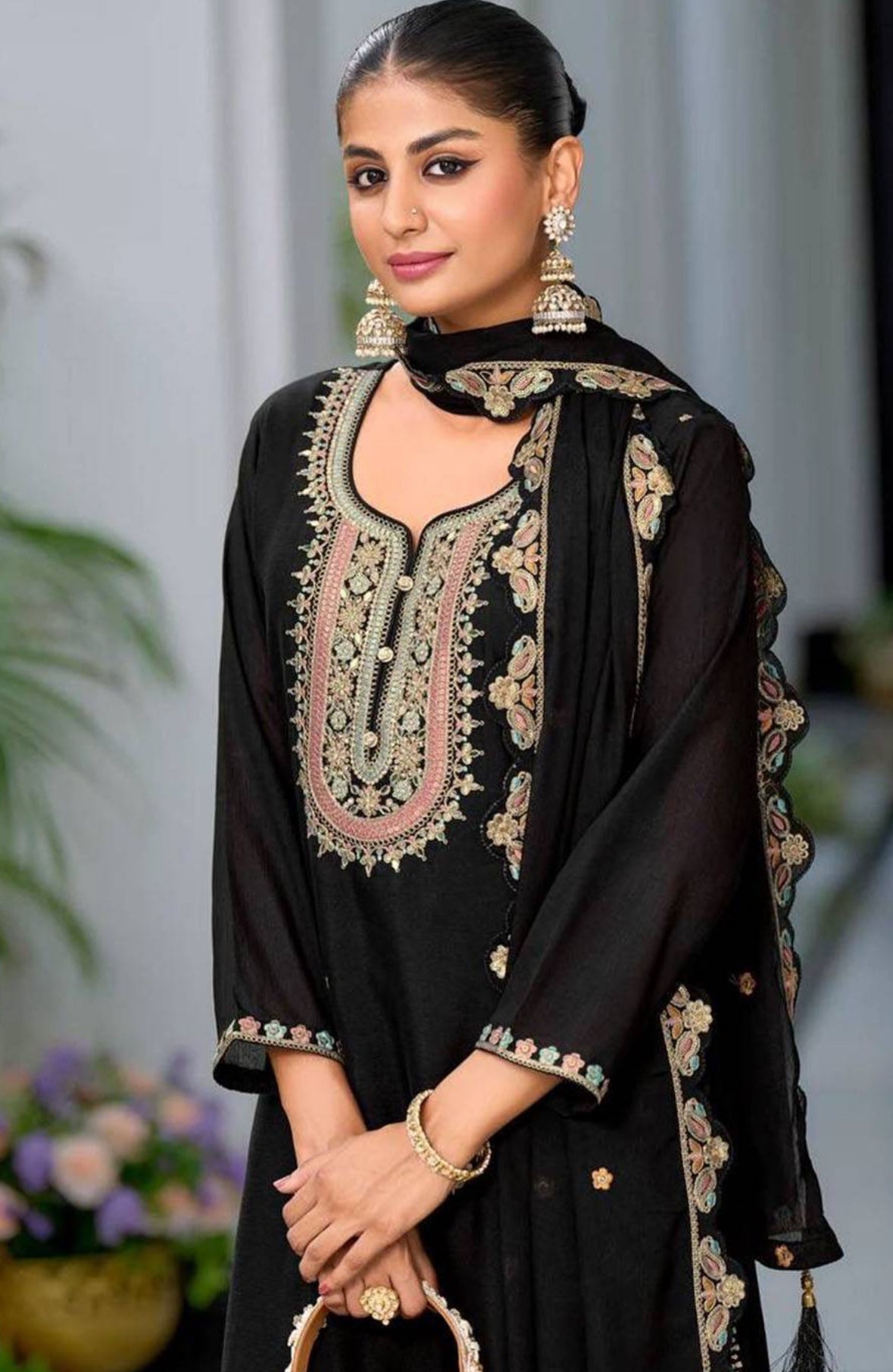 Black festive wear Sharara suit set