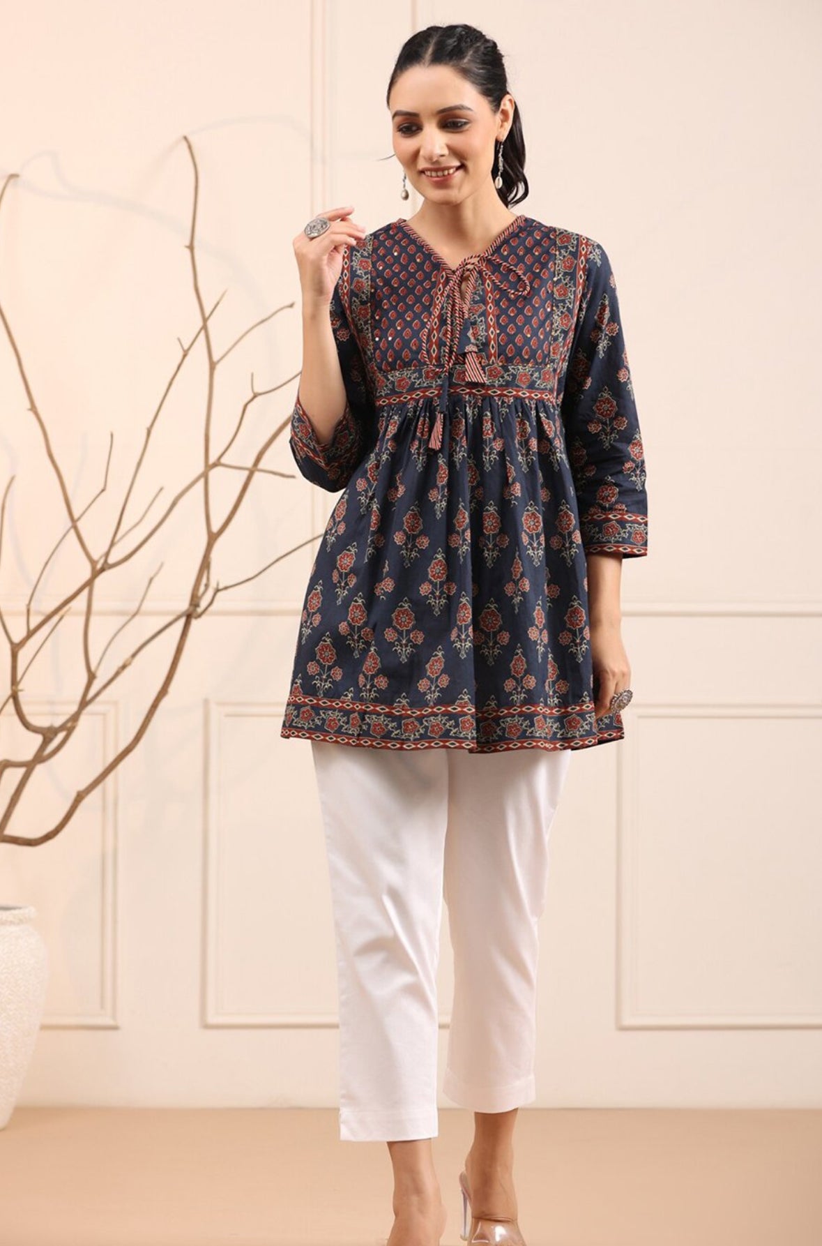 Peplum cotton short kurti
