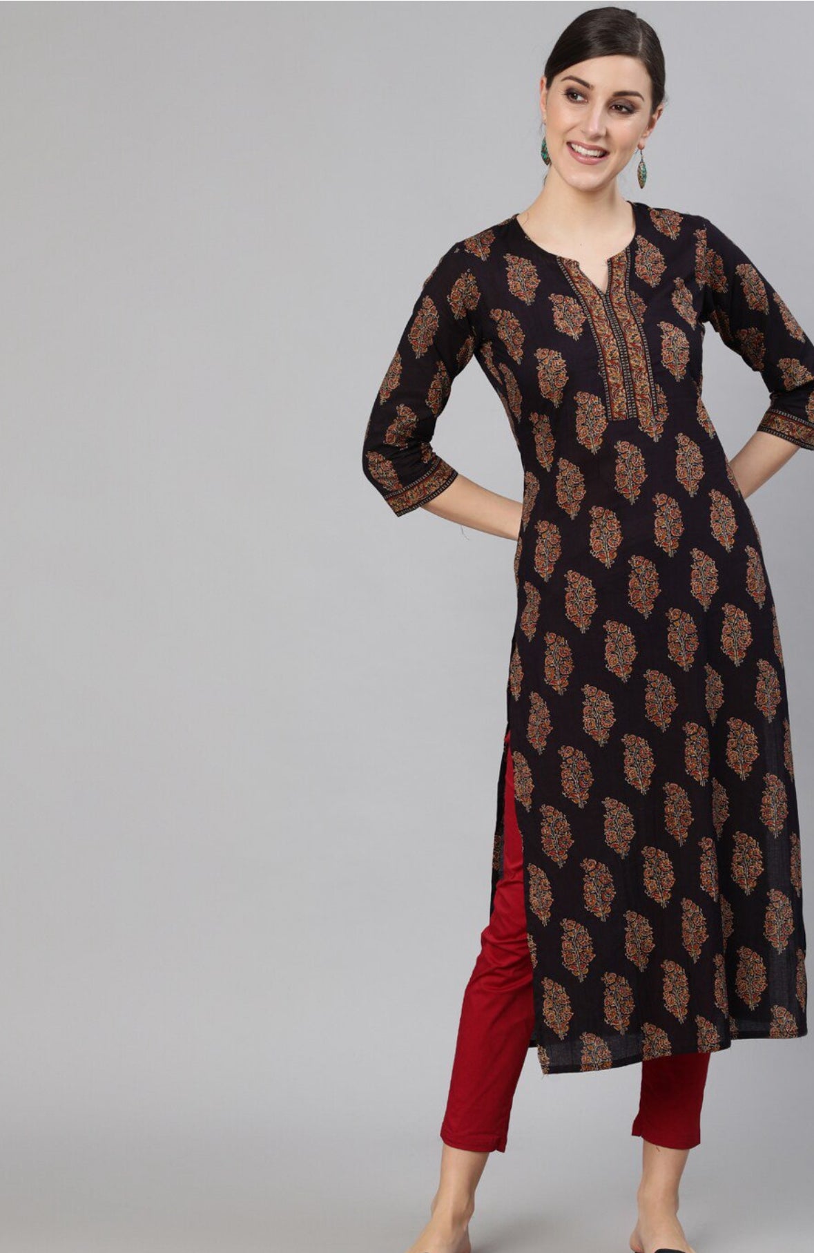 Black cotton long kurti