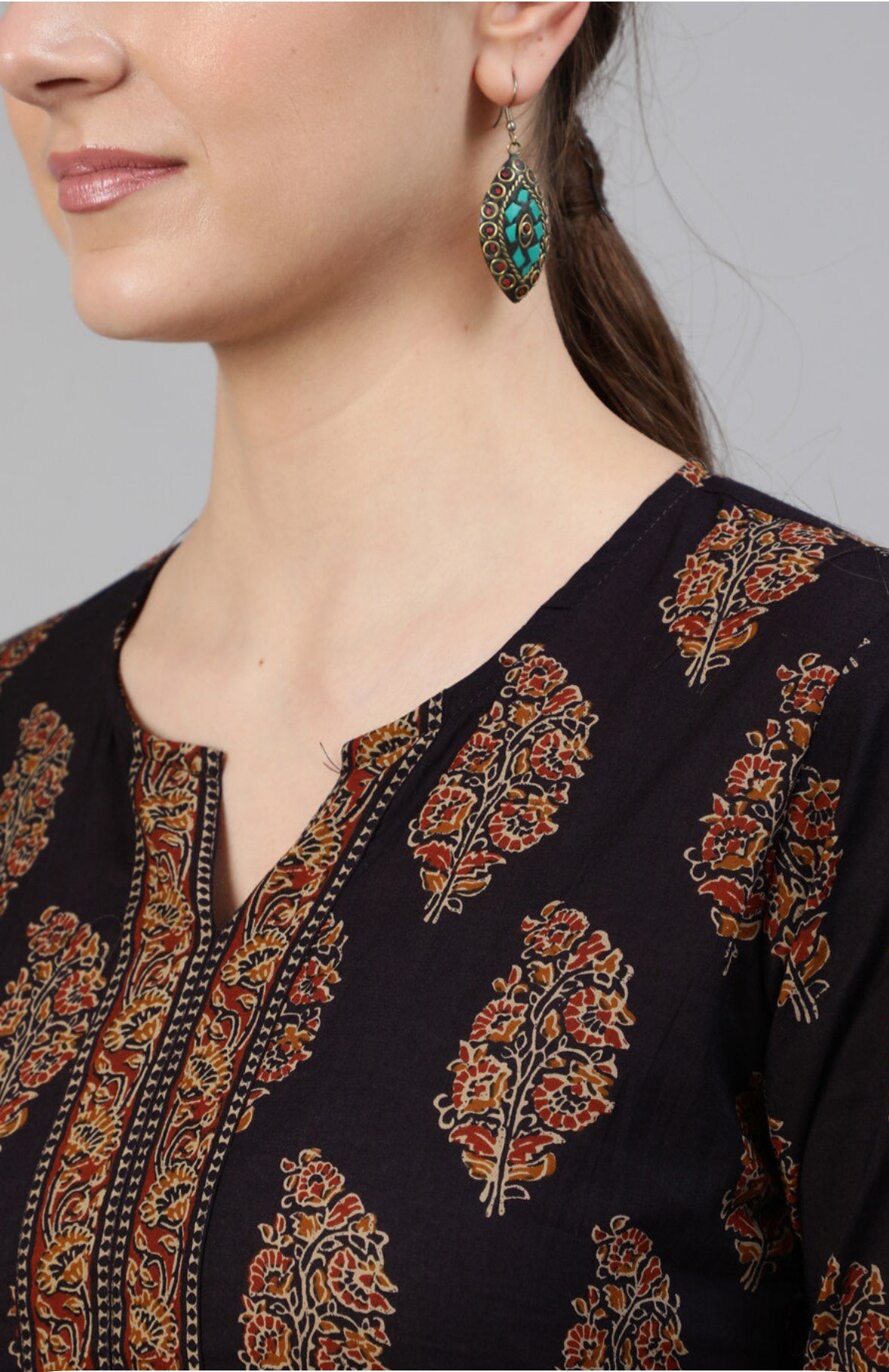 Black cotton long kurti