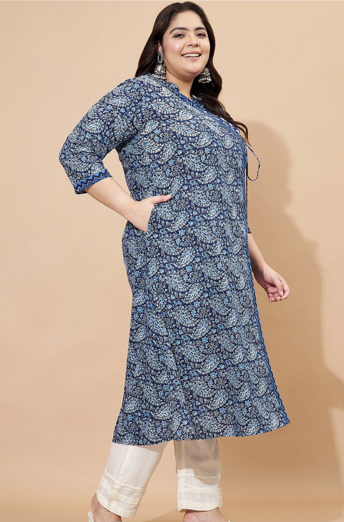 Plus size flared Anarkali long kurti