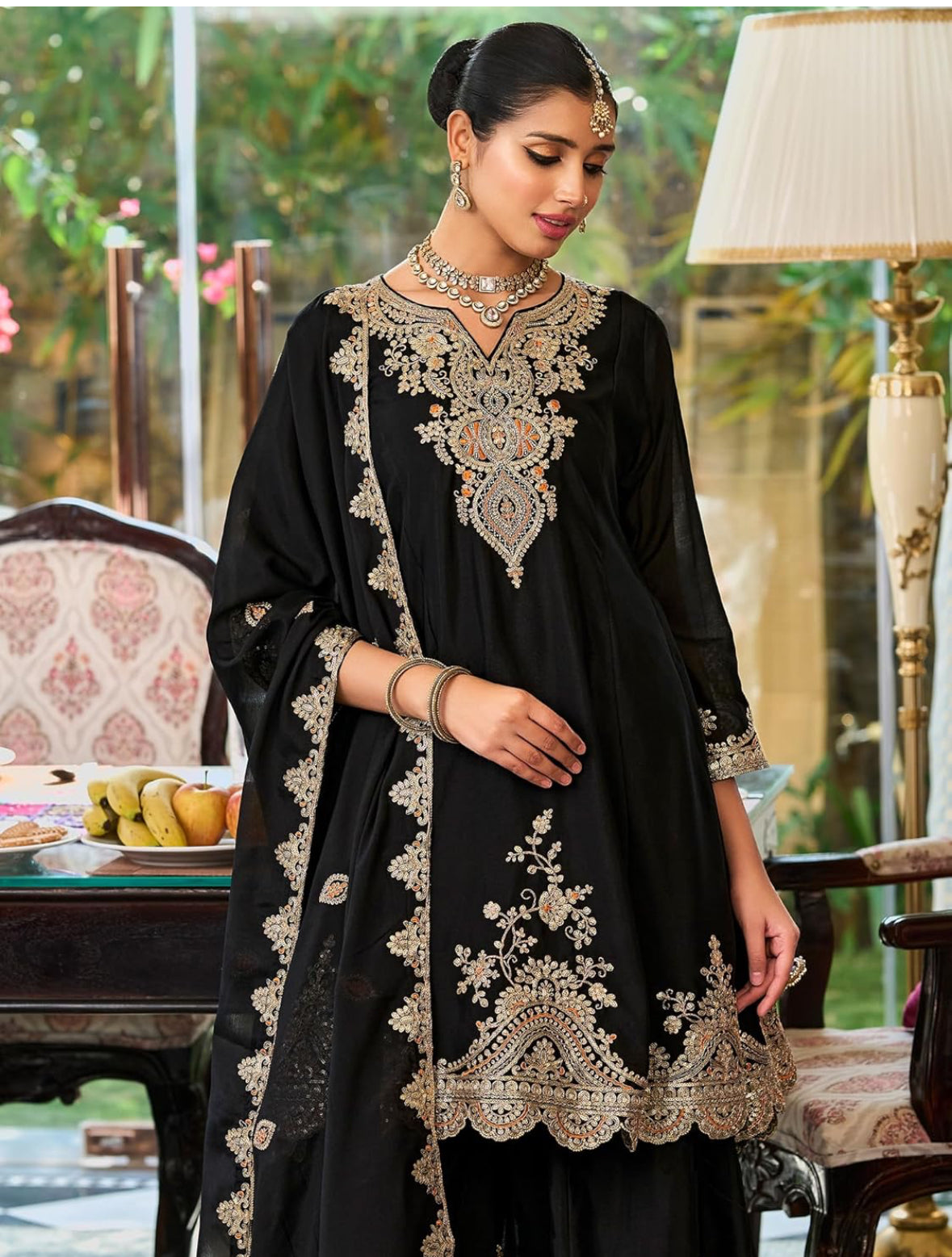Black Indian ethnic Sharara set