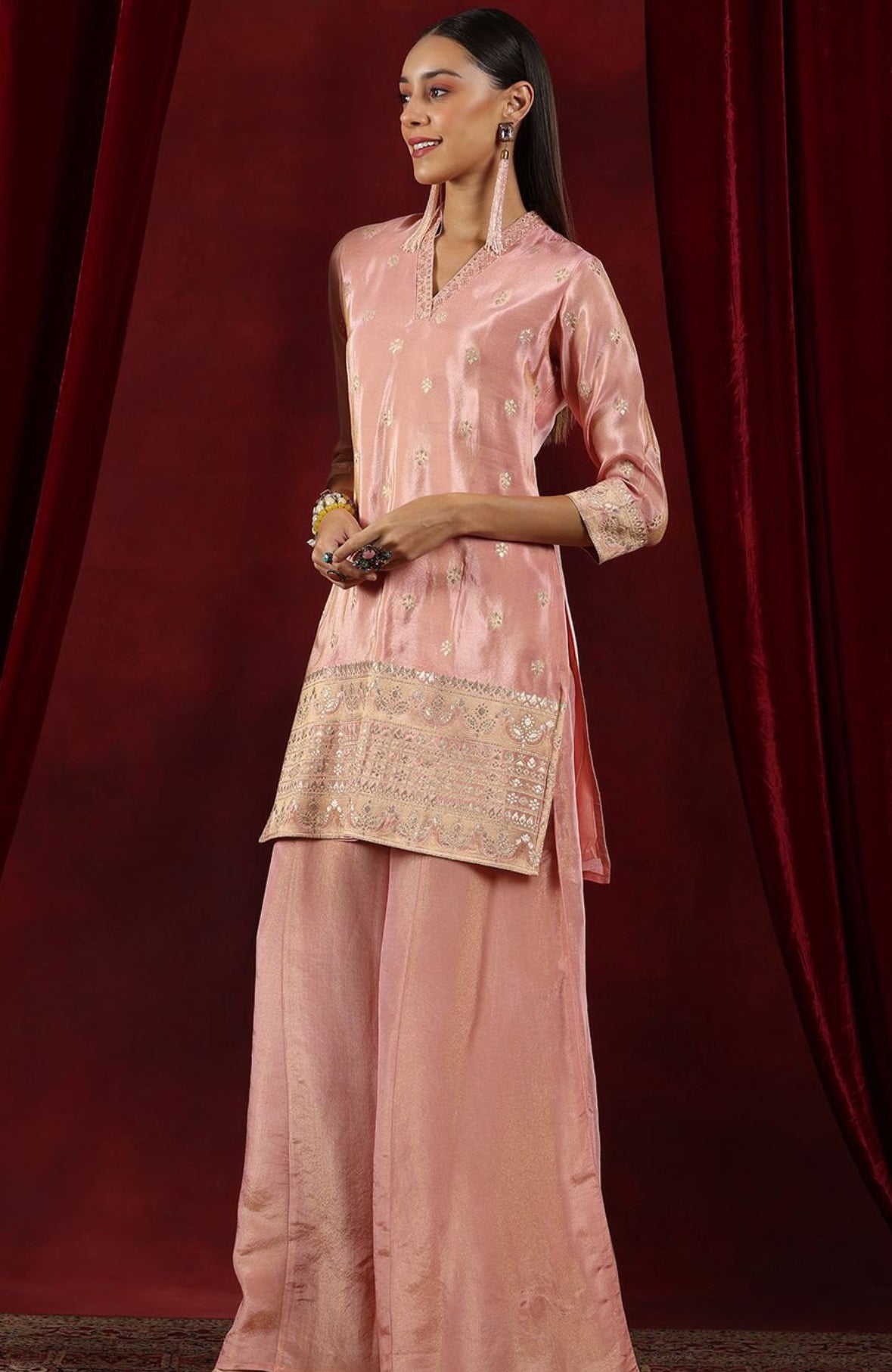 Pink silk Indian wear sharara Set