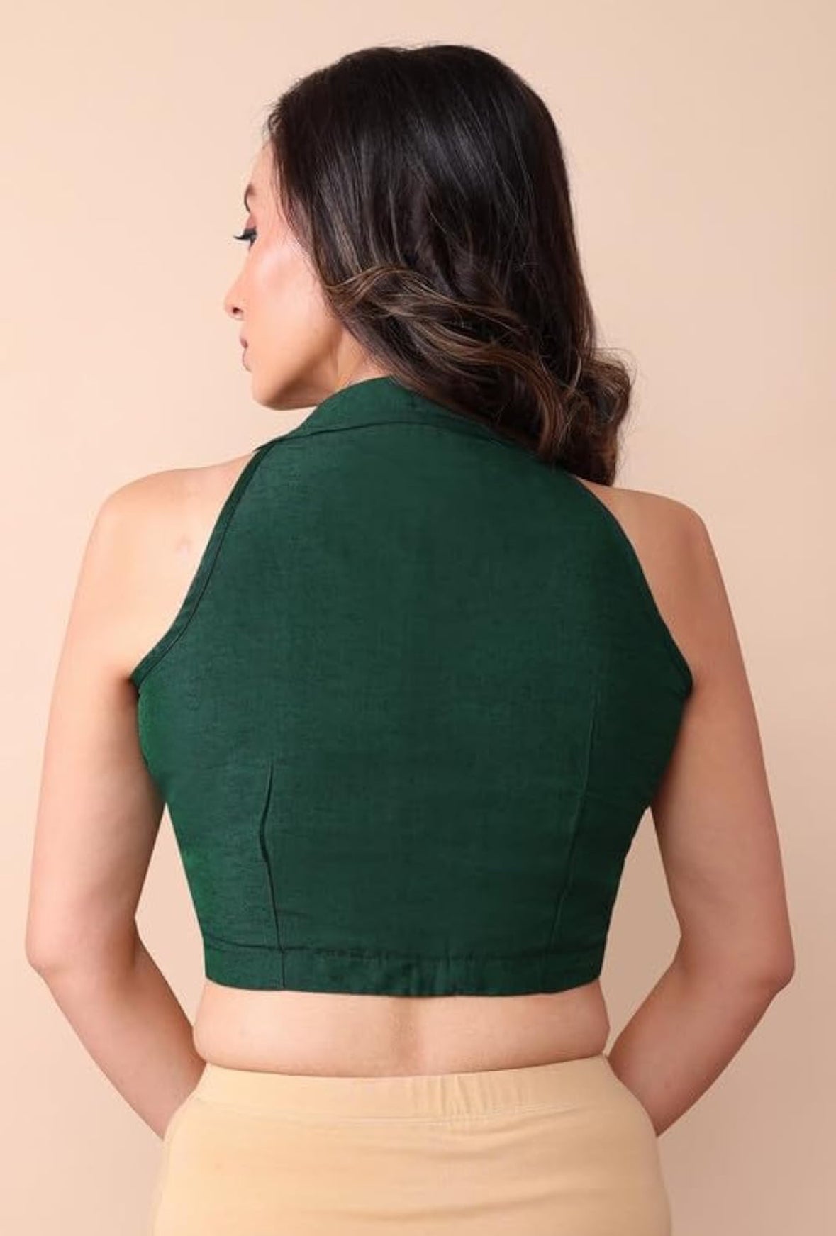 Green halter neck blouse