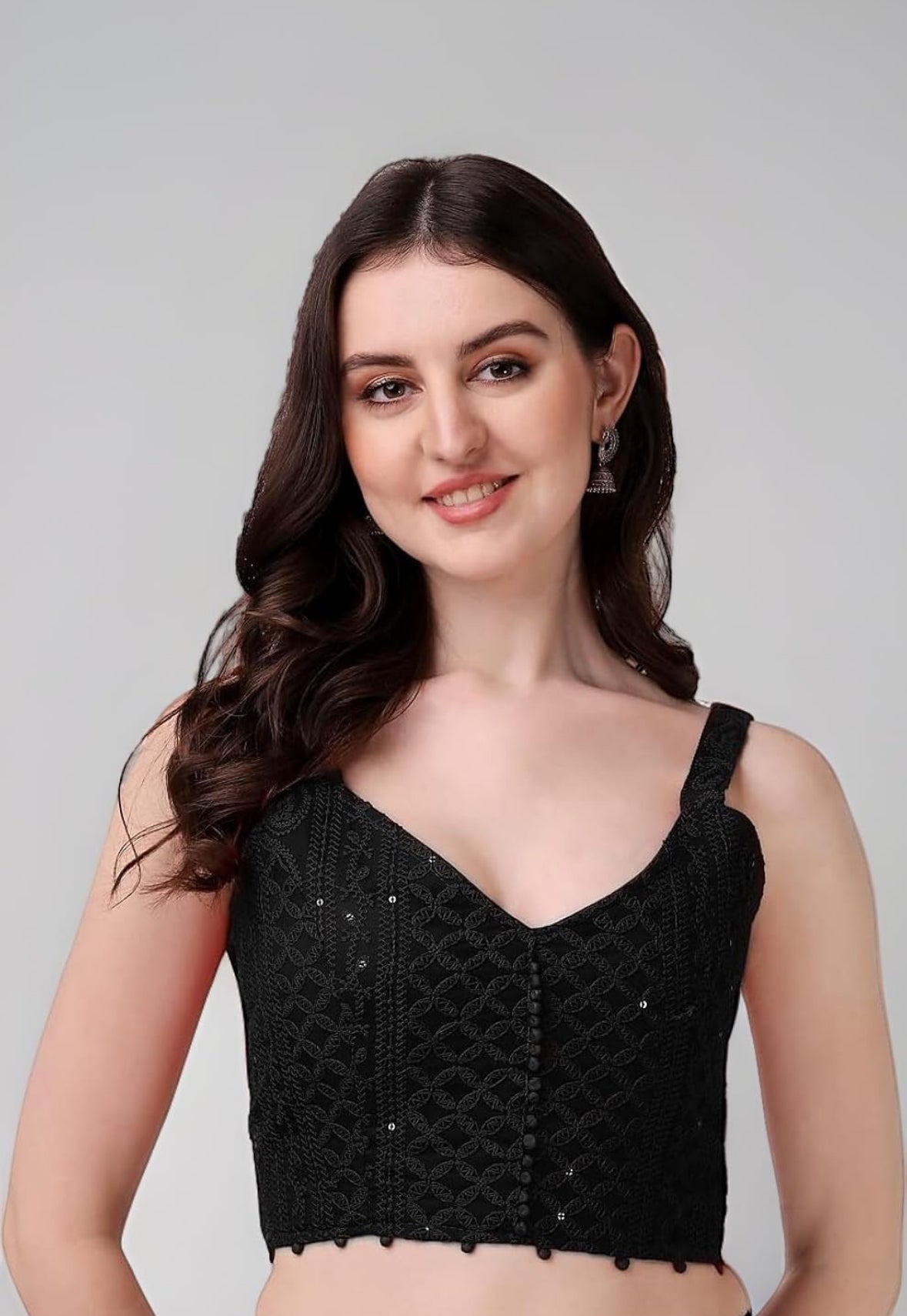 Chikankari thread black blouse