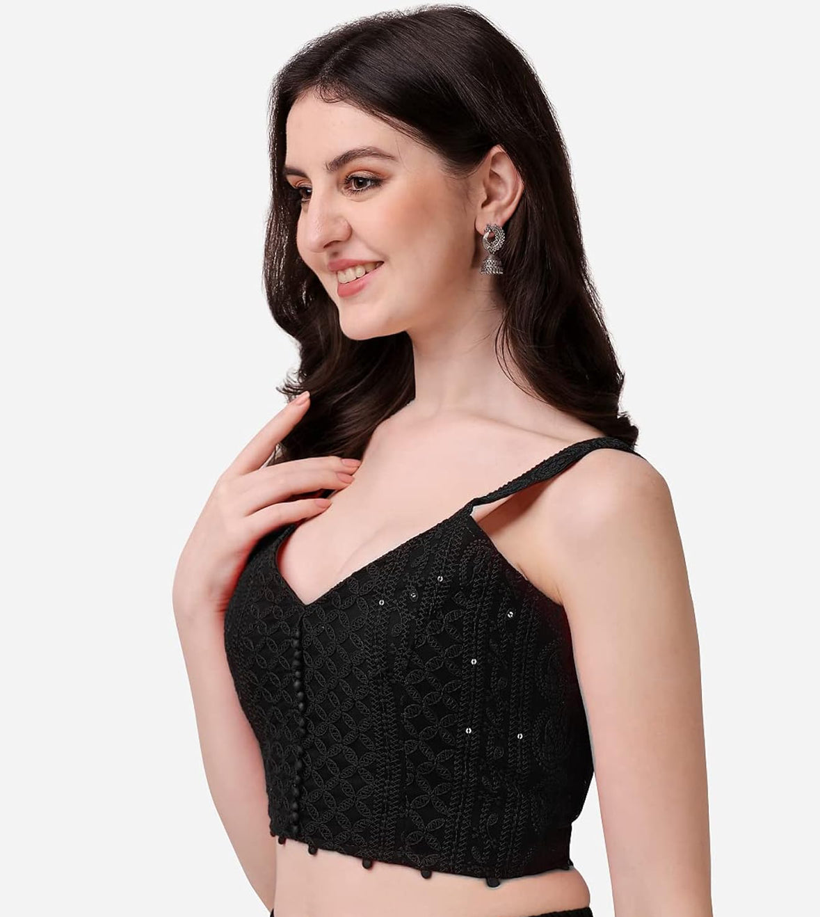 Chikankari thread black blouse