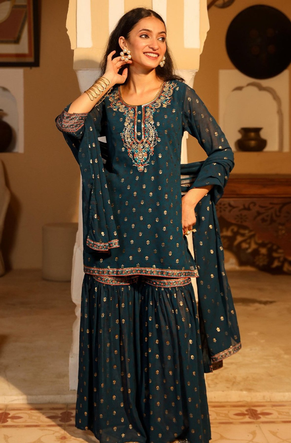 3 piece Georgette Sharara set