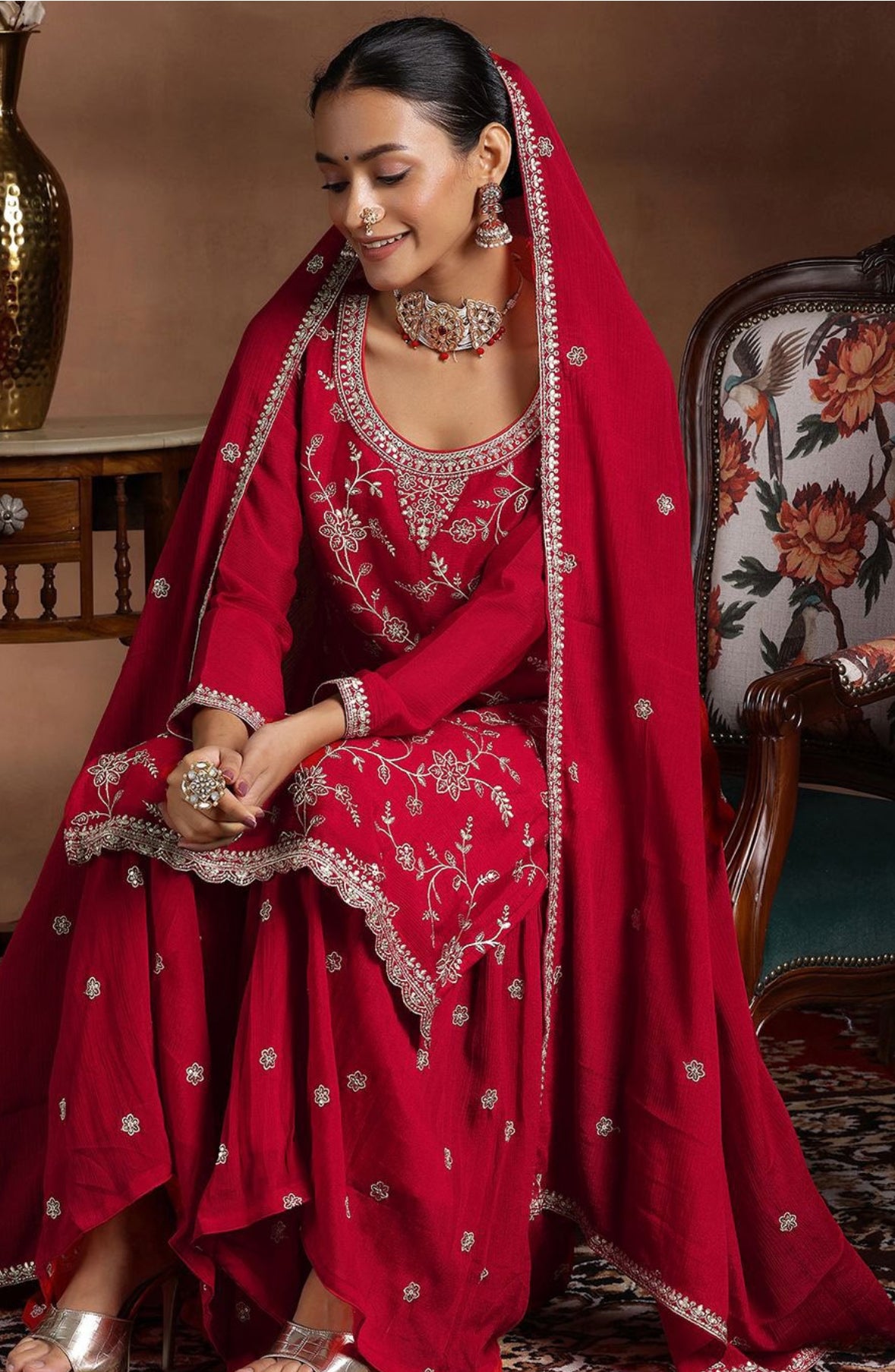 Red Sharara set